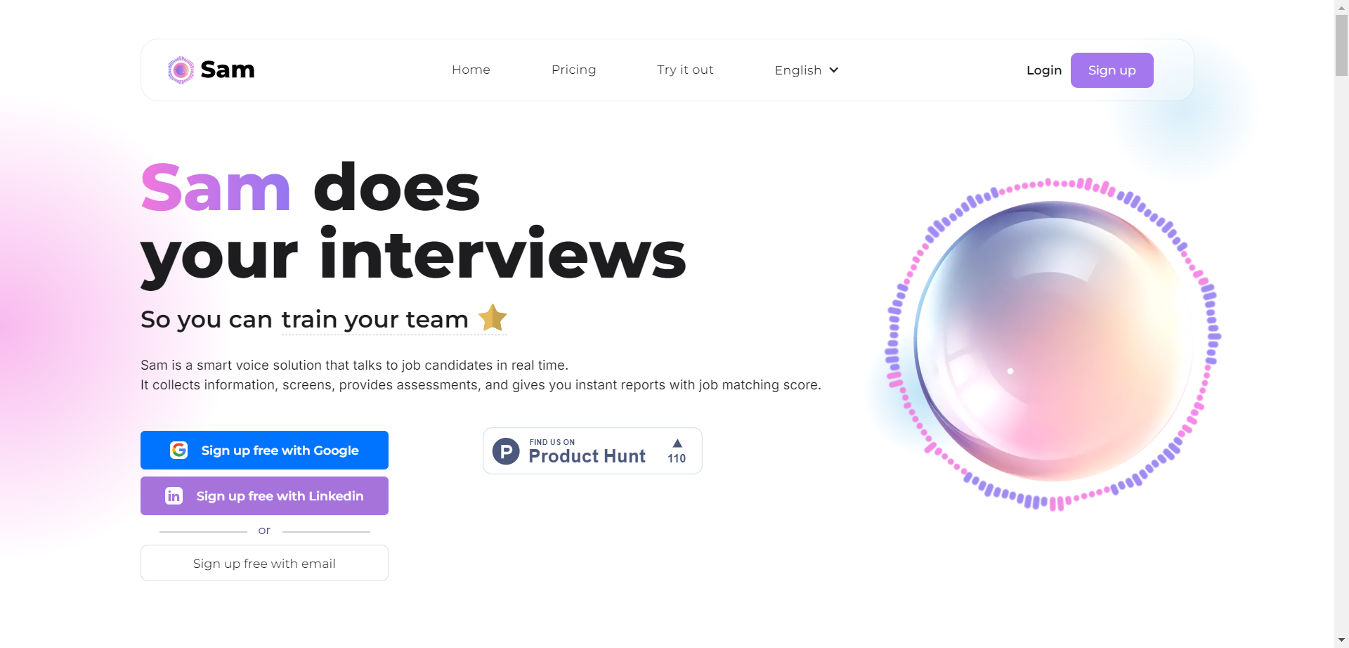 Sam AI Voice Interviewer