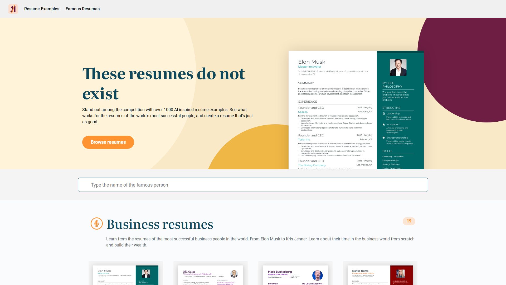 ChatGPT Famous Resumes