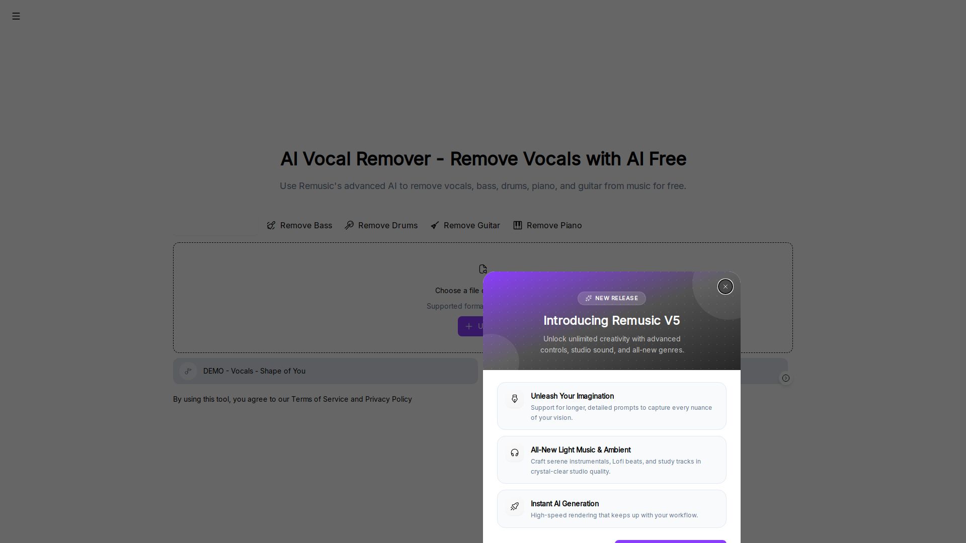AI Vocal Remover