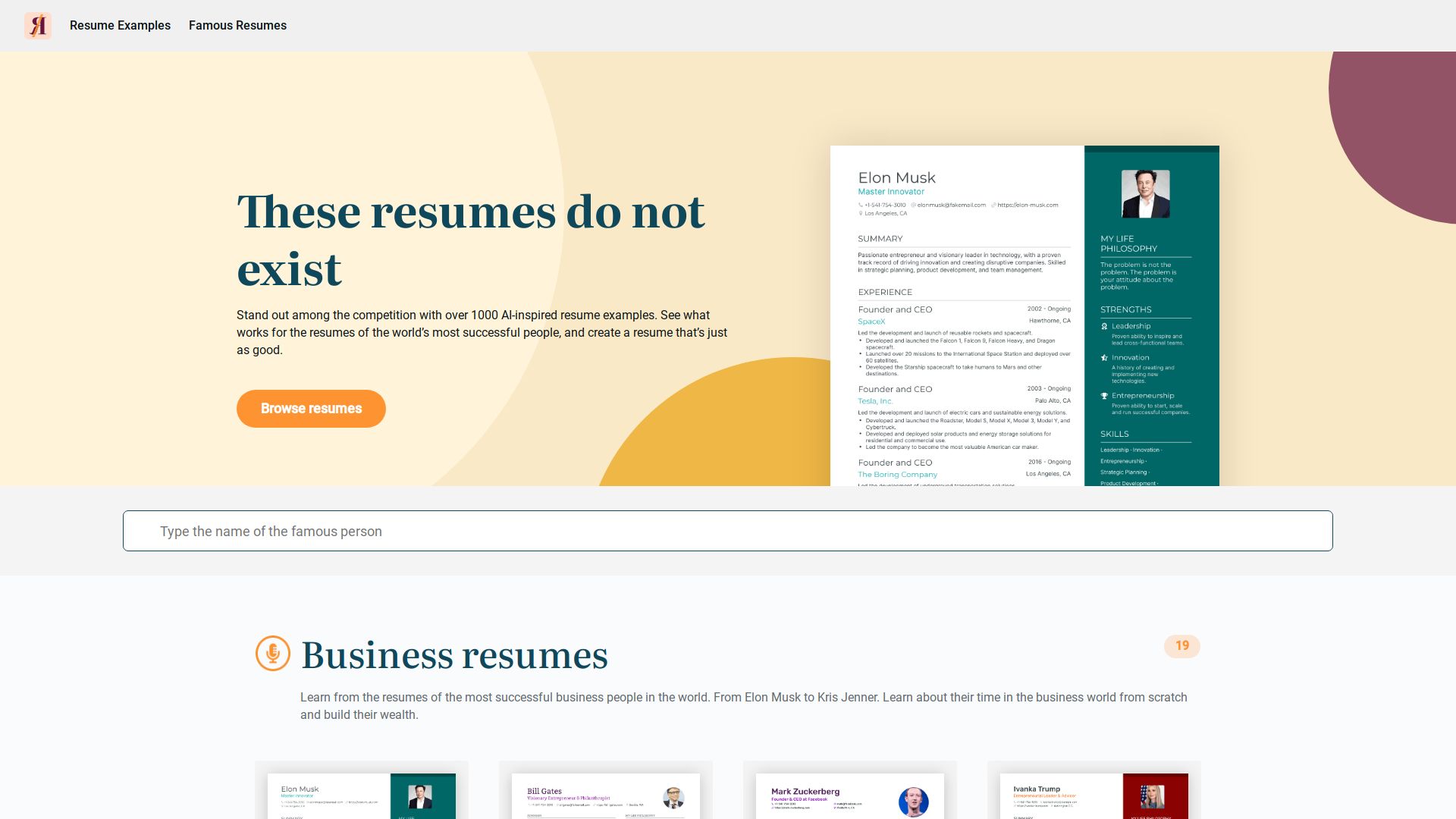 ChatGPT Famous Resumes