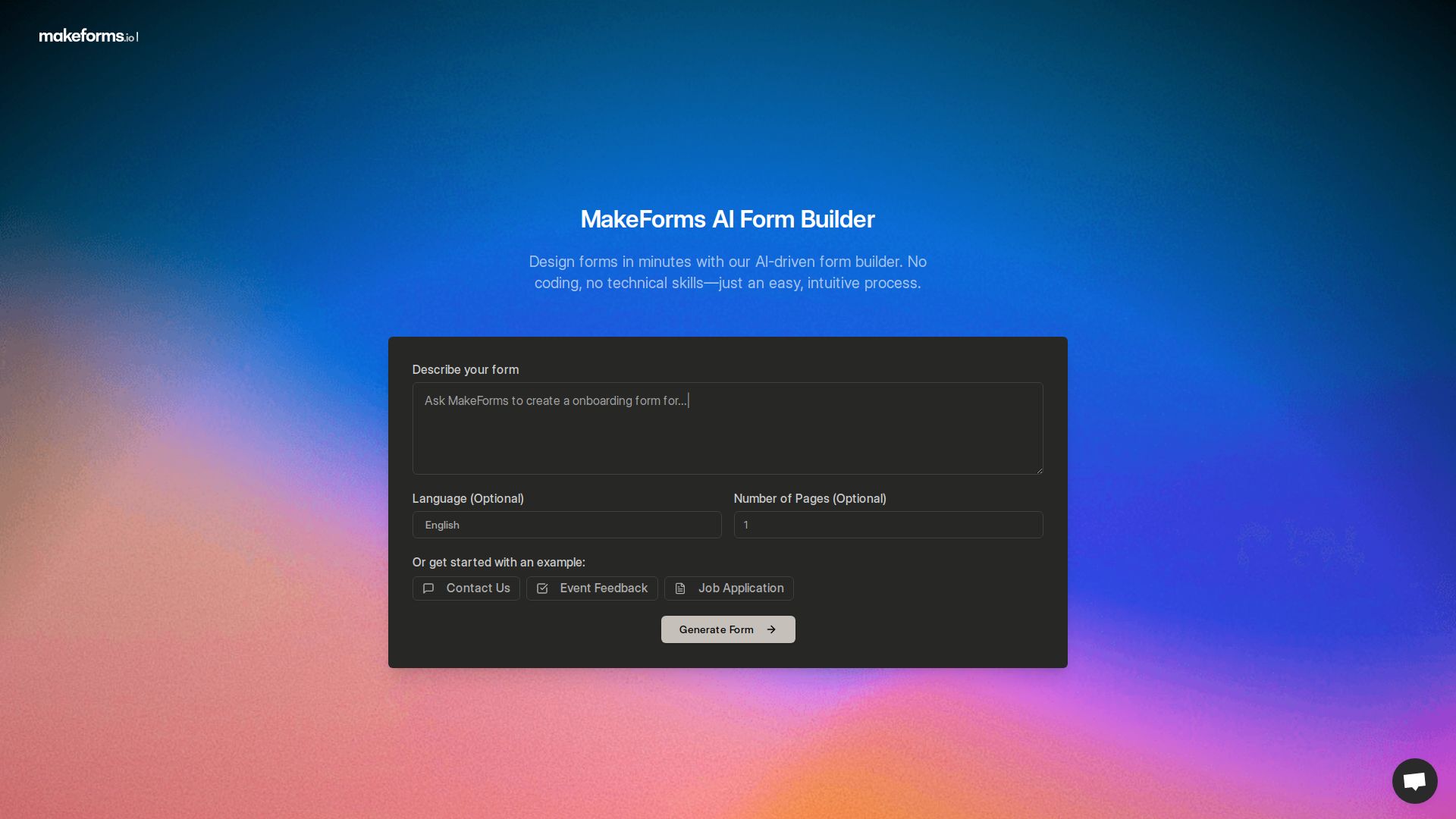 MakeForms’ AI Form Builder