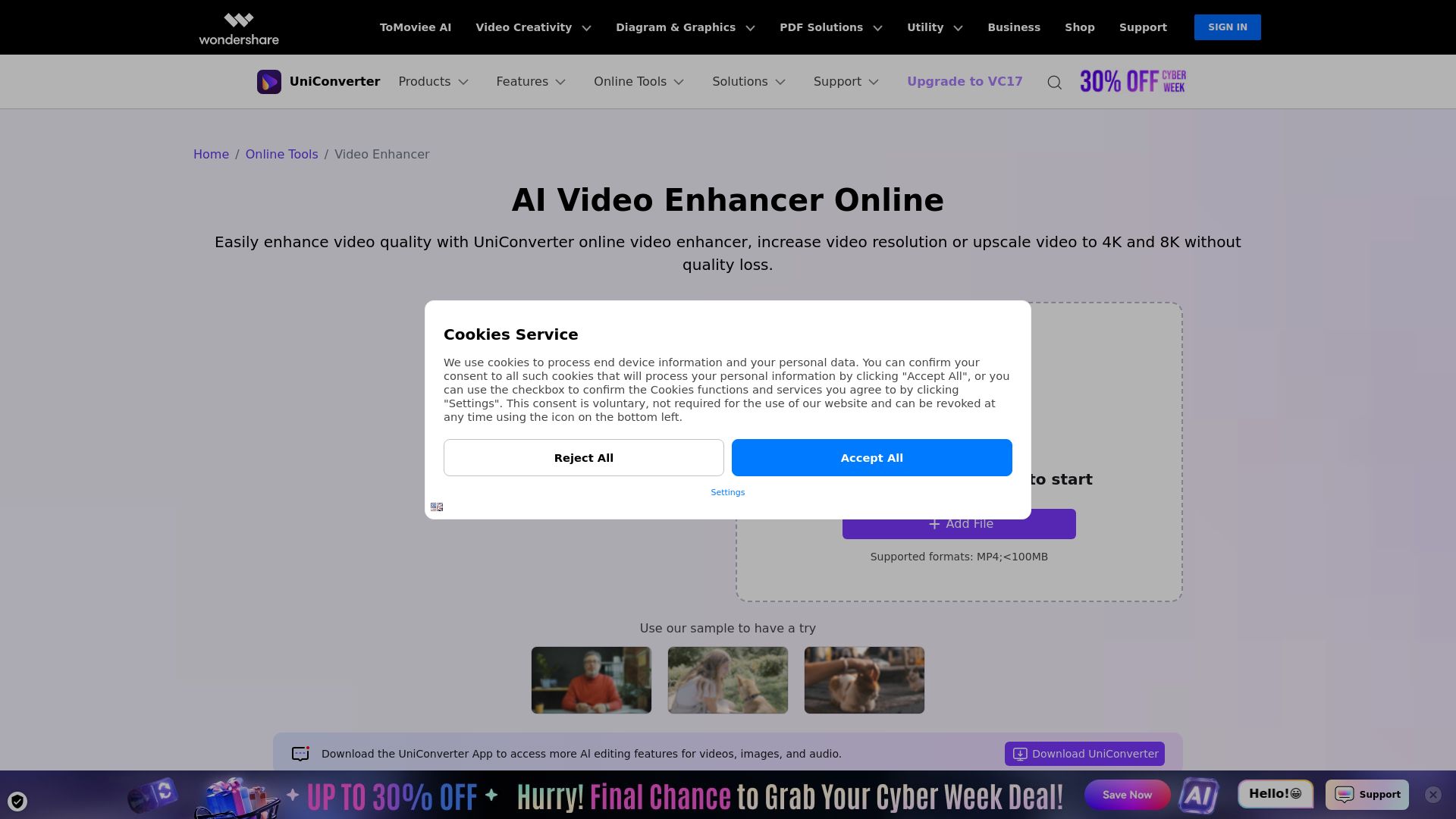 Uniconverter AI Video Enhancer