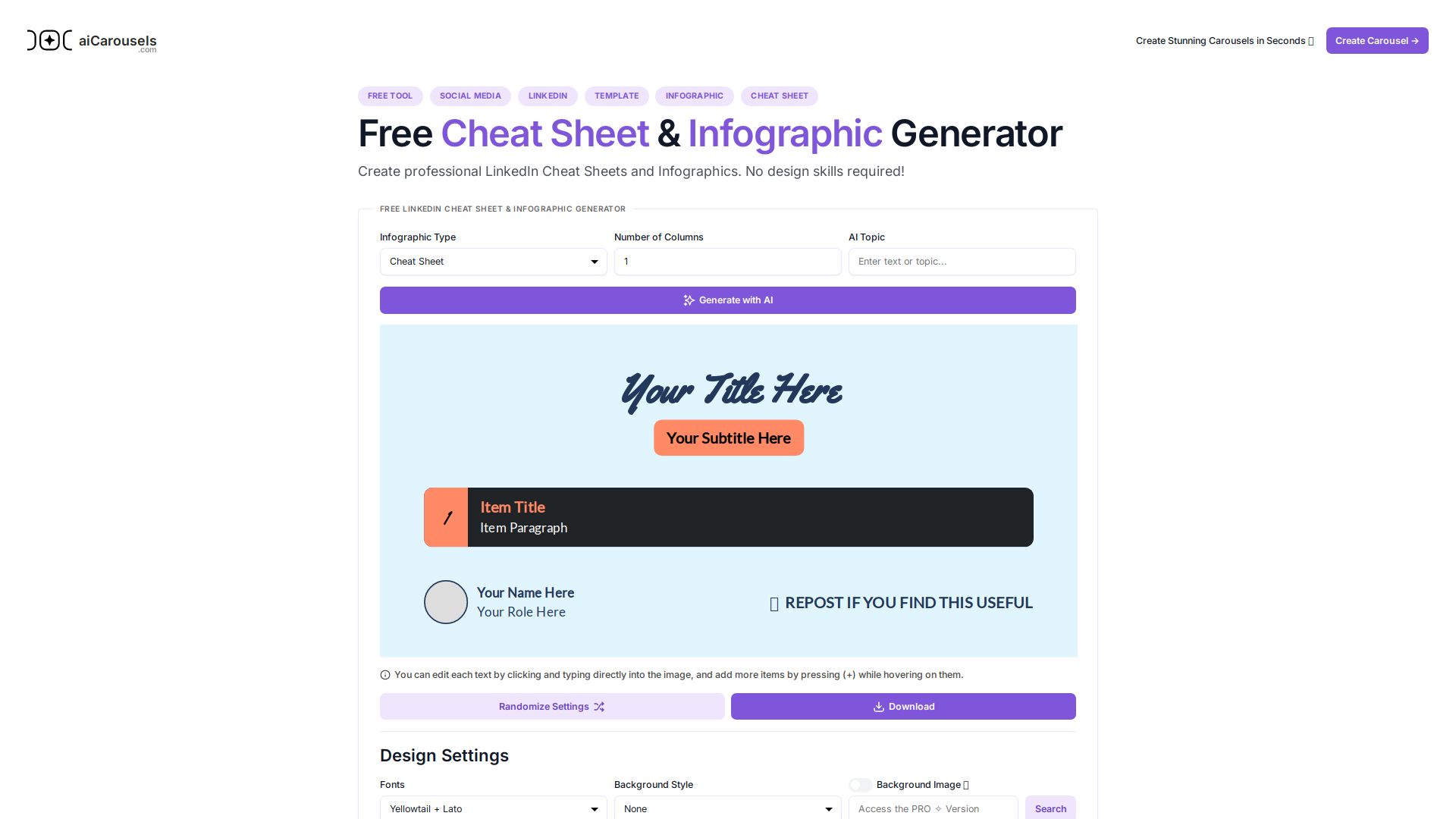 AI Cheat Sheet & Infographic Generator
