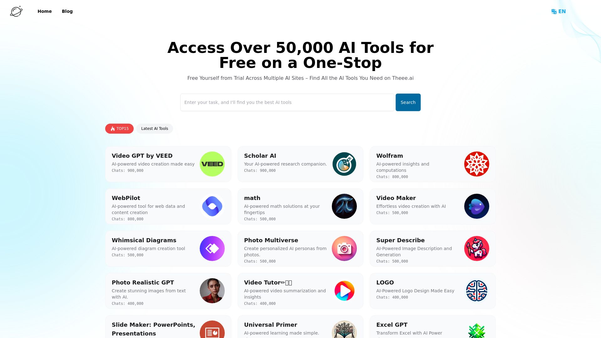 Theee.ai: Access Over 50,000 GPTs Tools Powered by GPT4o for Free