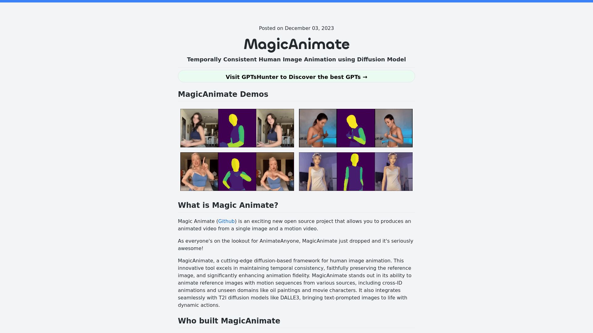 MagicAnimate Playground