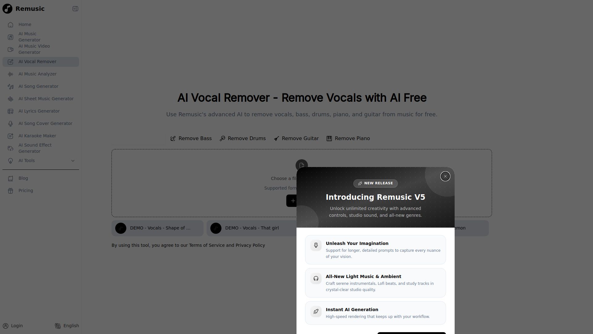 AI Vocal Remover