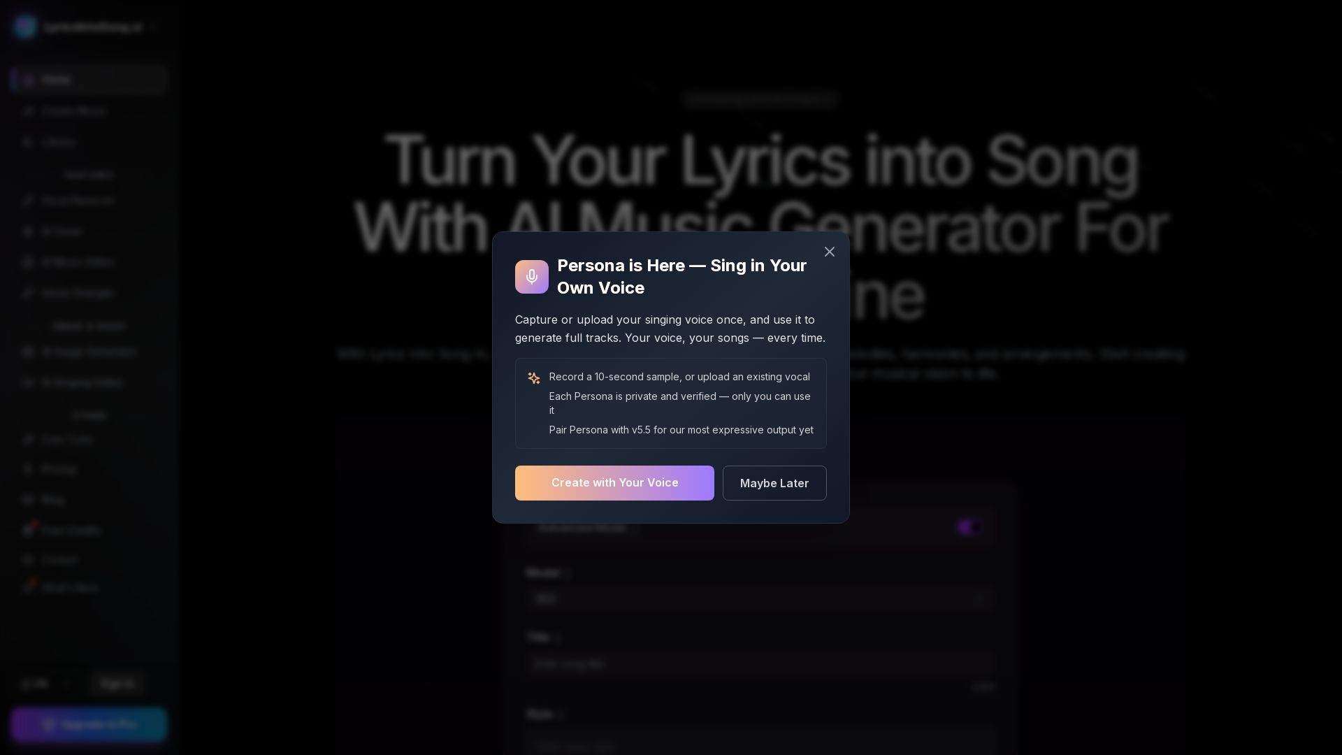 Lyrics Into Song AI