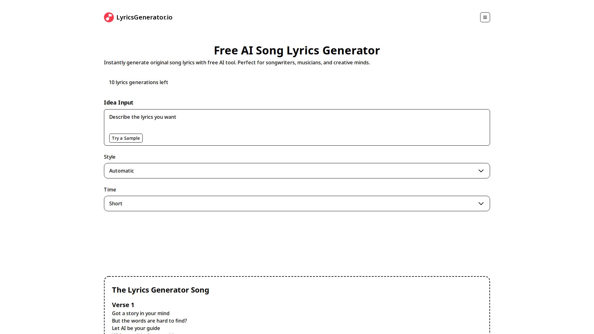 AI Lyrics Generator
