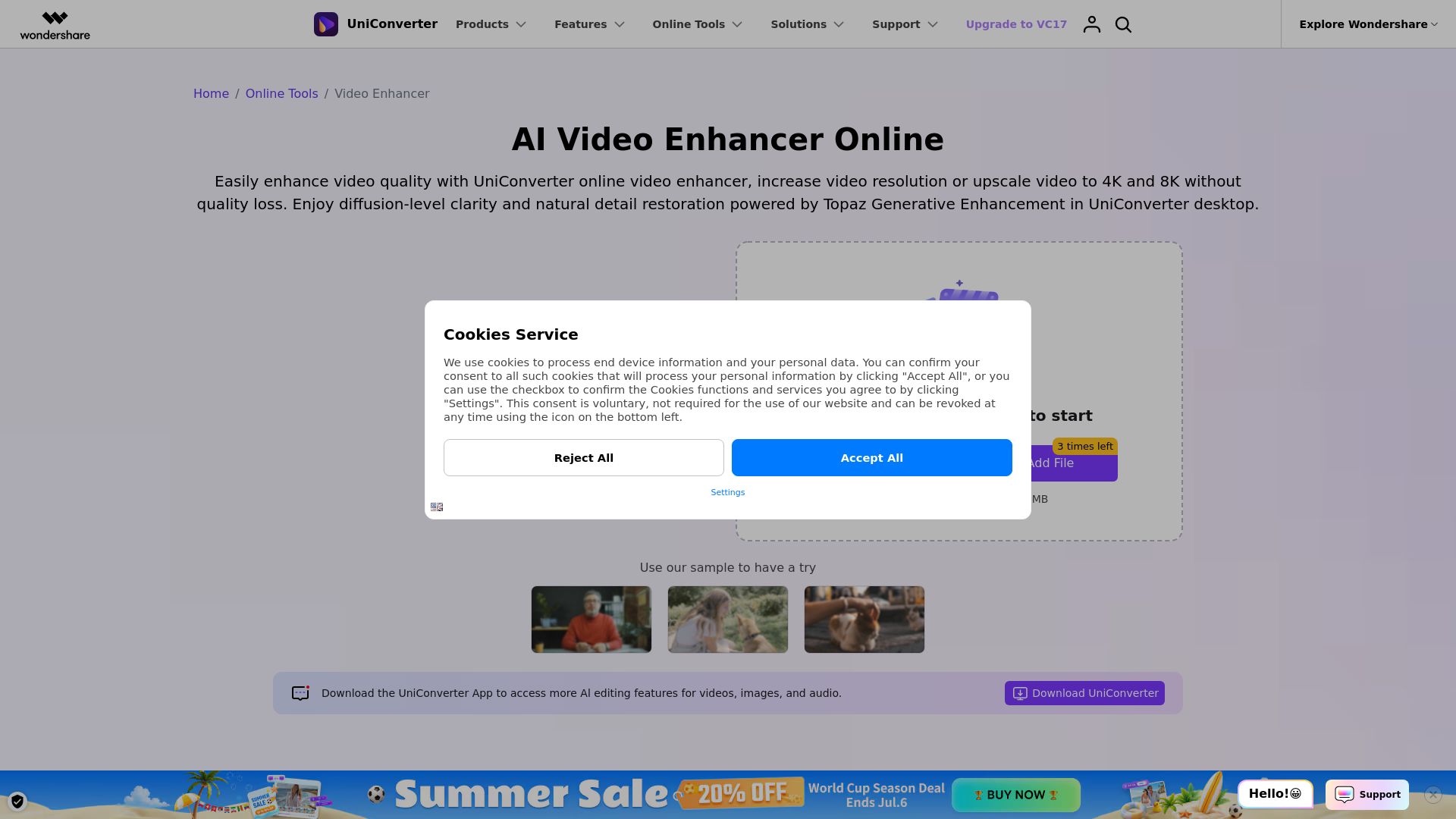 Uniconverter AI Video Enhancer