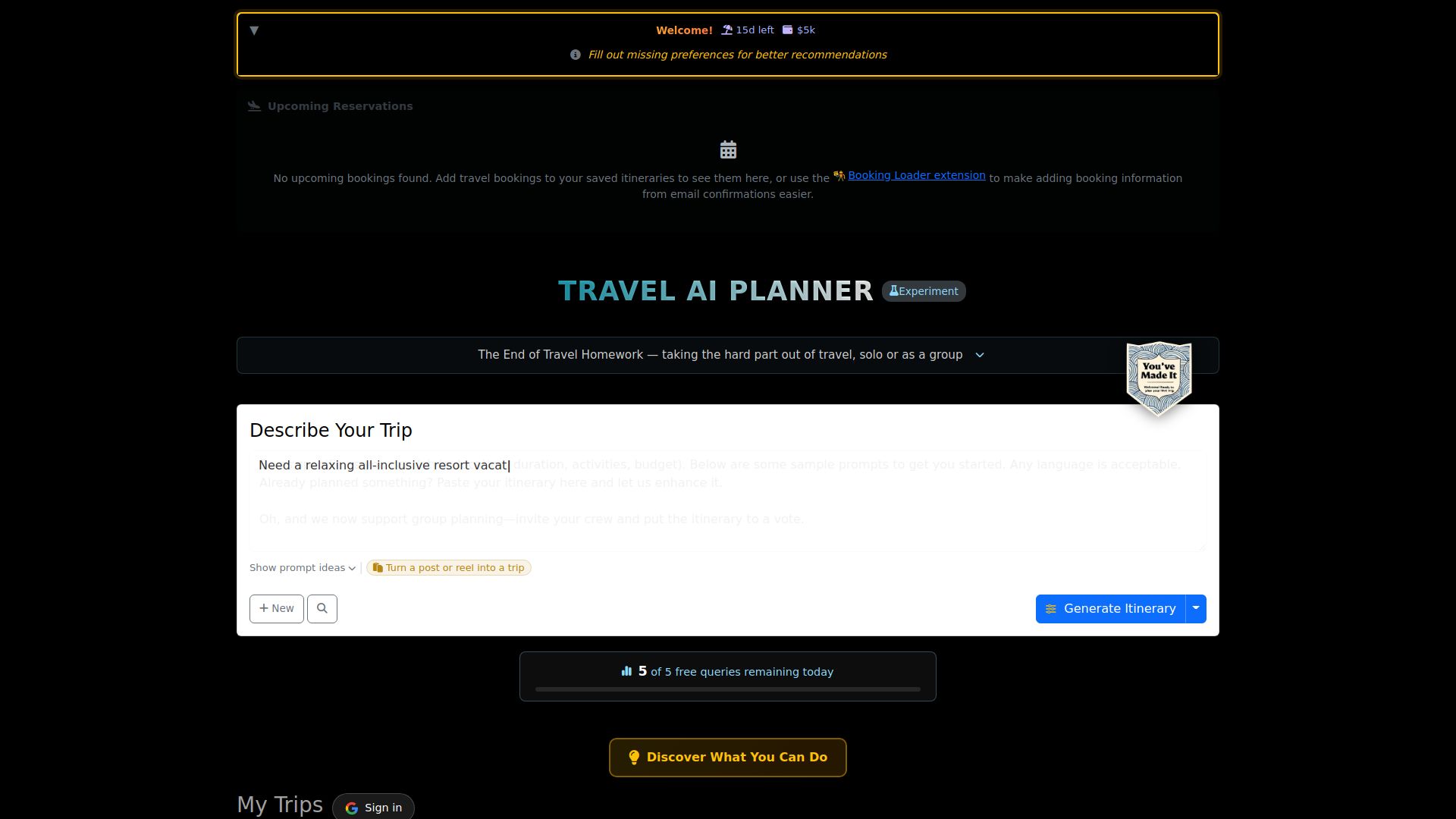Travel Bug AI