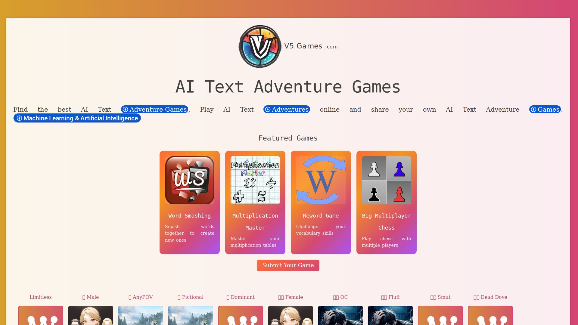 AI Text Adventures - V5 Games