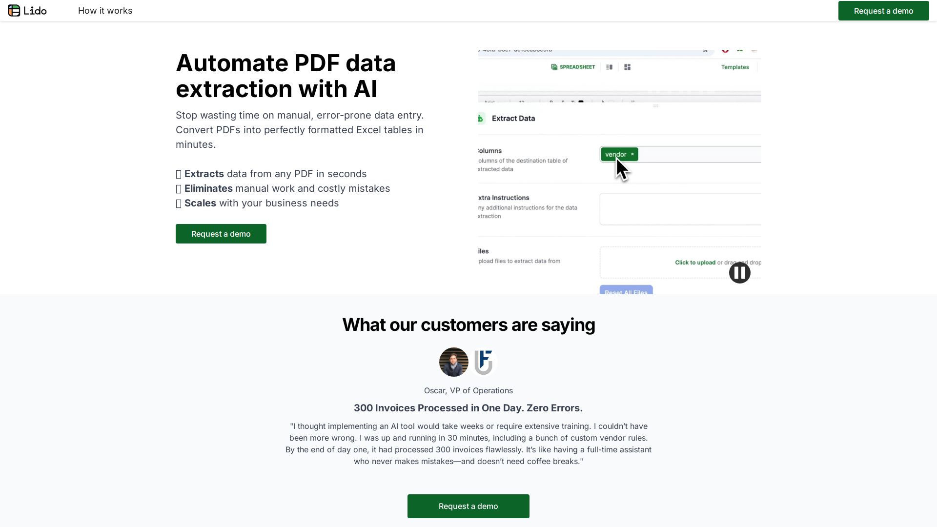 Lido PDF Data Extraction