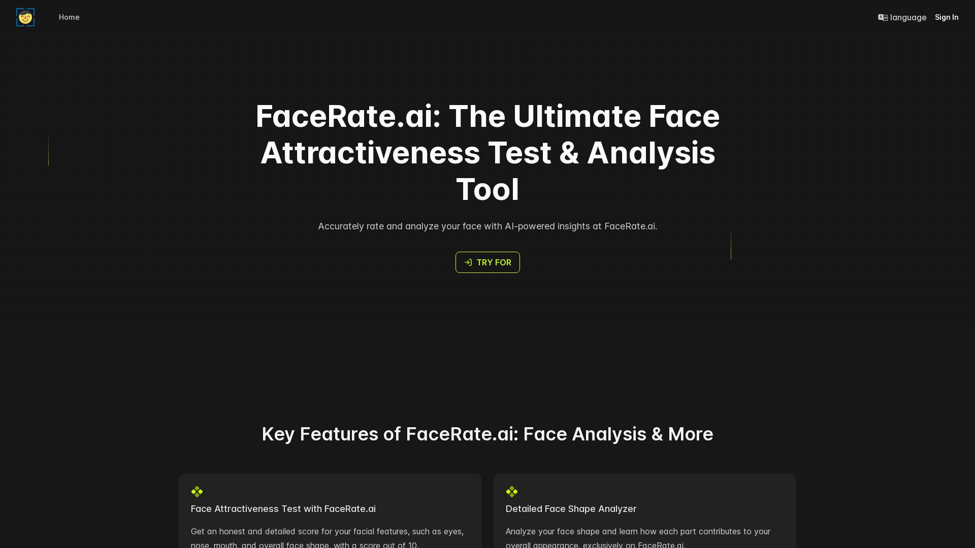 FaceRate.ai: Face Attractiveness Test and Analysis Tool