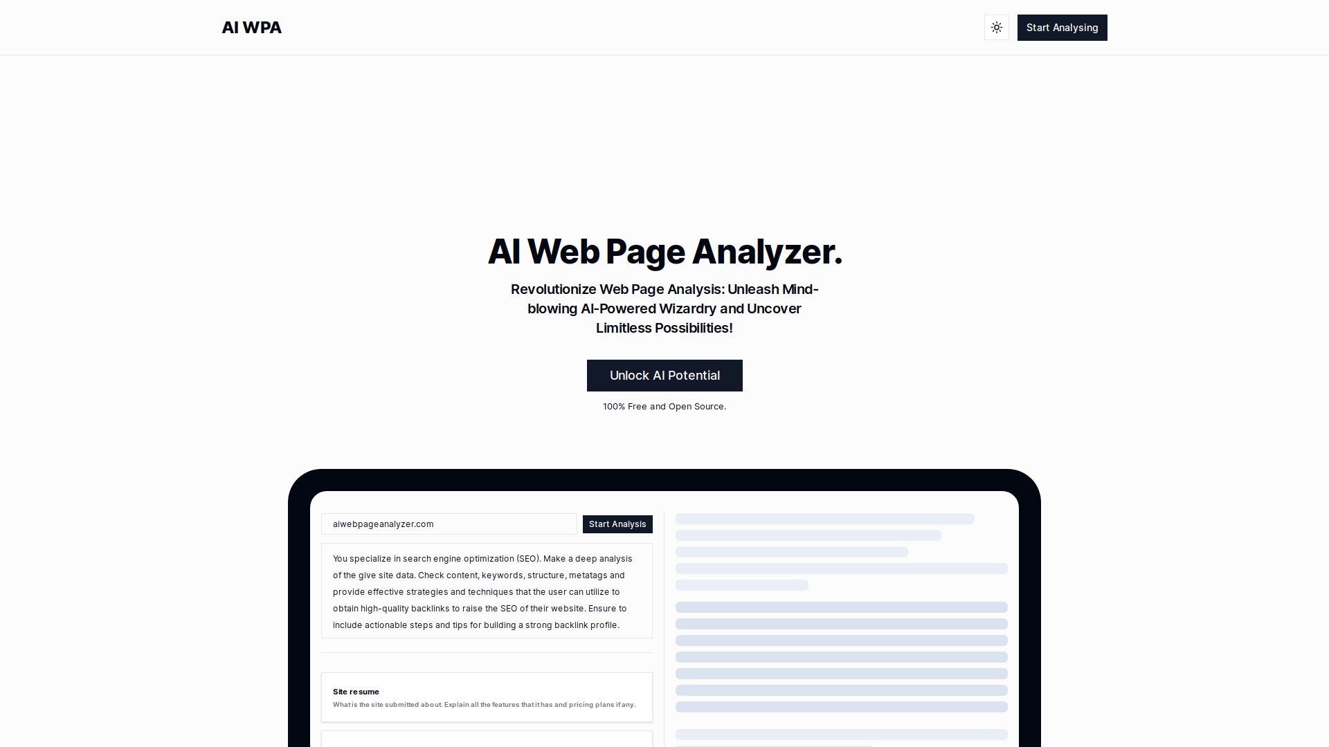 AI Web Page Analyzer (AI WPA)