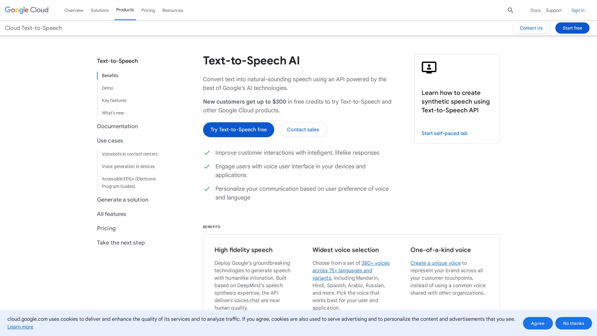 GOOGLE CLOUD TEXT-TO-SPEECH