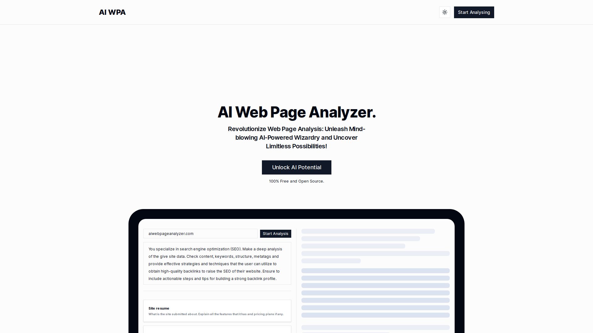AI Web Page Analyzer (AI WPA)