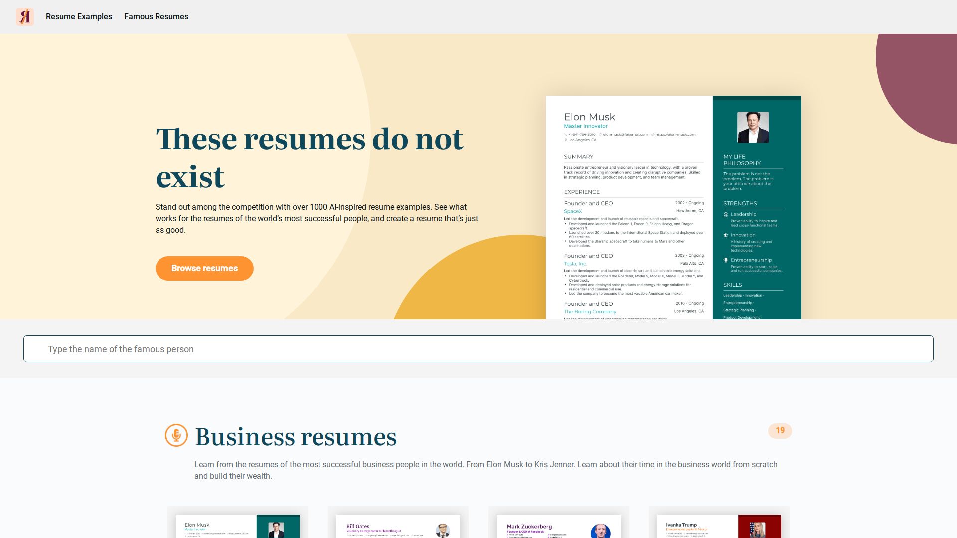 ChatGPT Famous Resumes