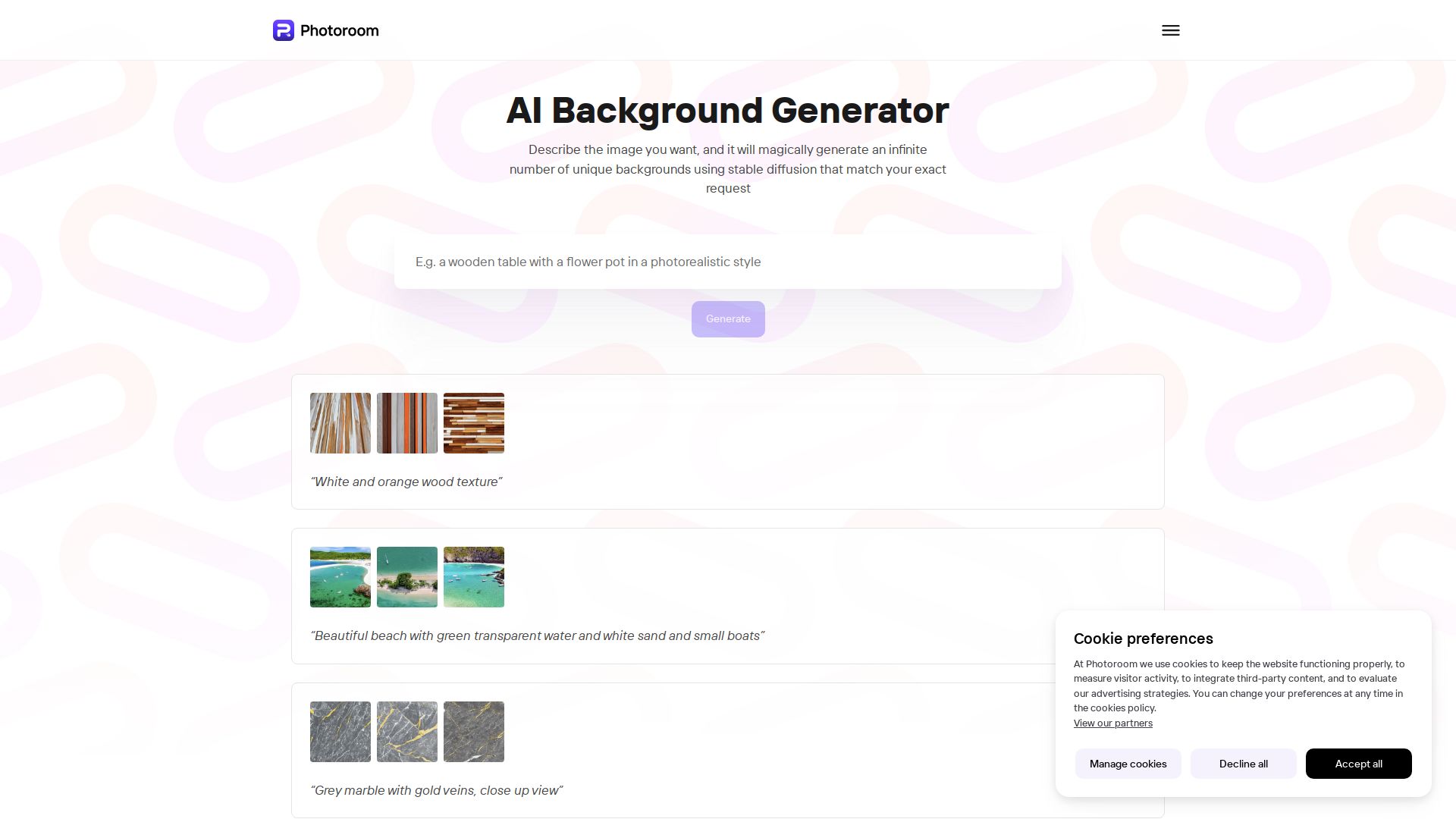 AI Background Generator by PhotoRoom