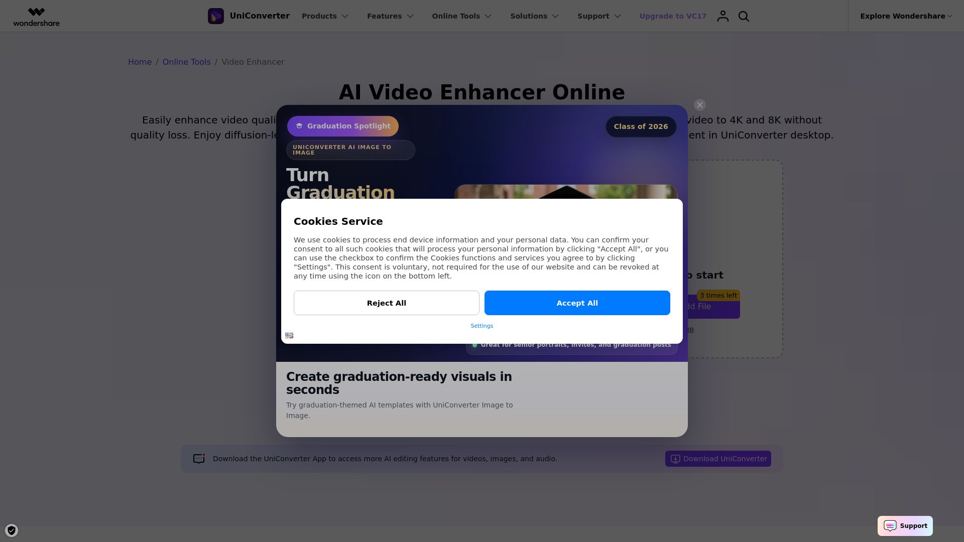Uniconverter AI Video Enhancer