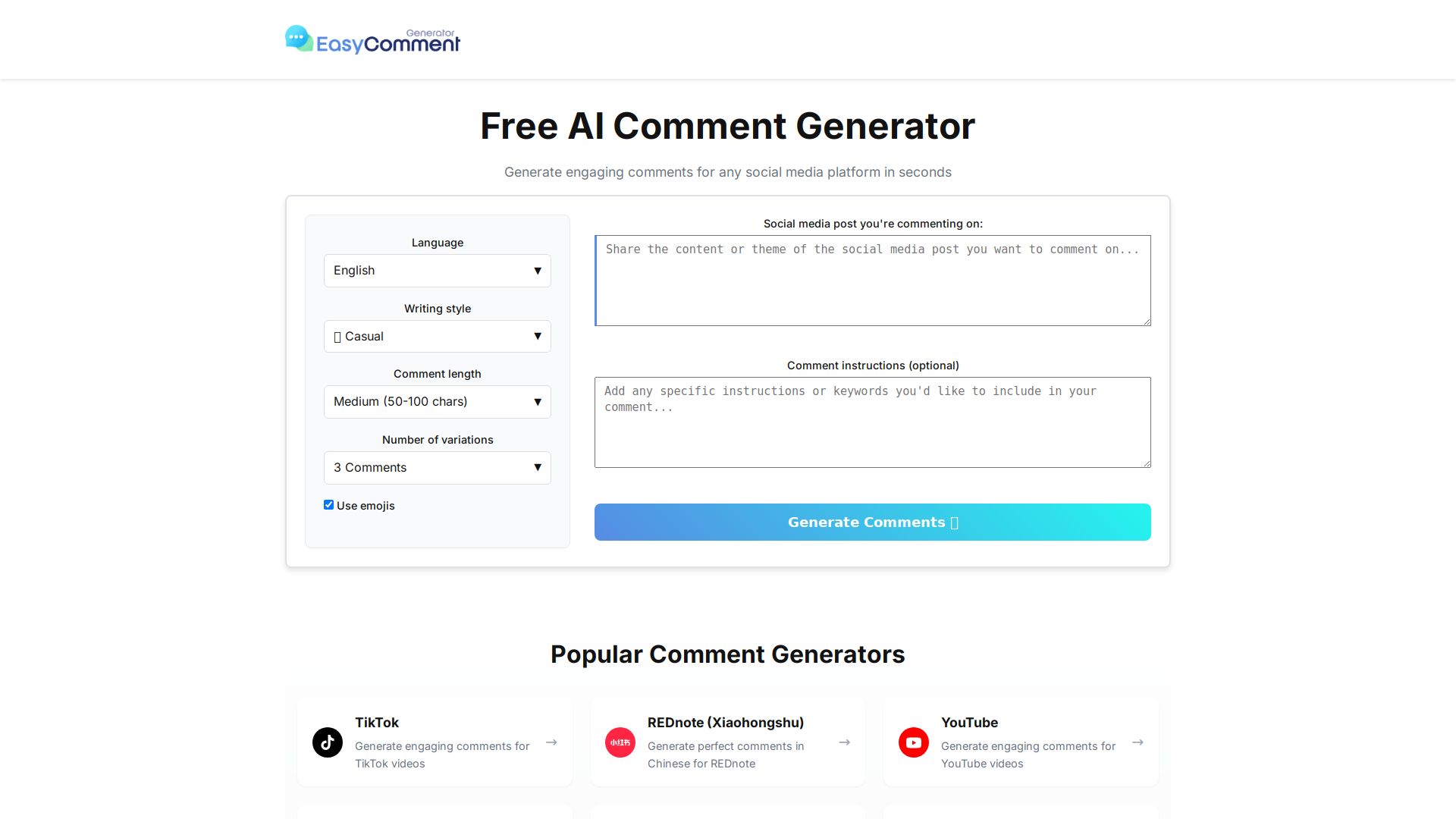 Easy Comment Generator