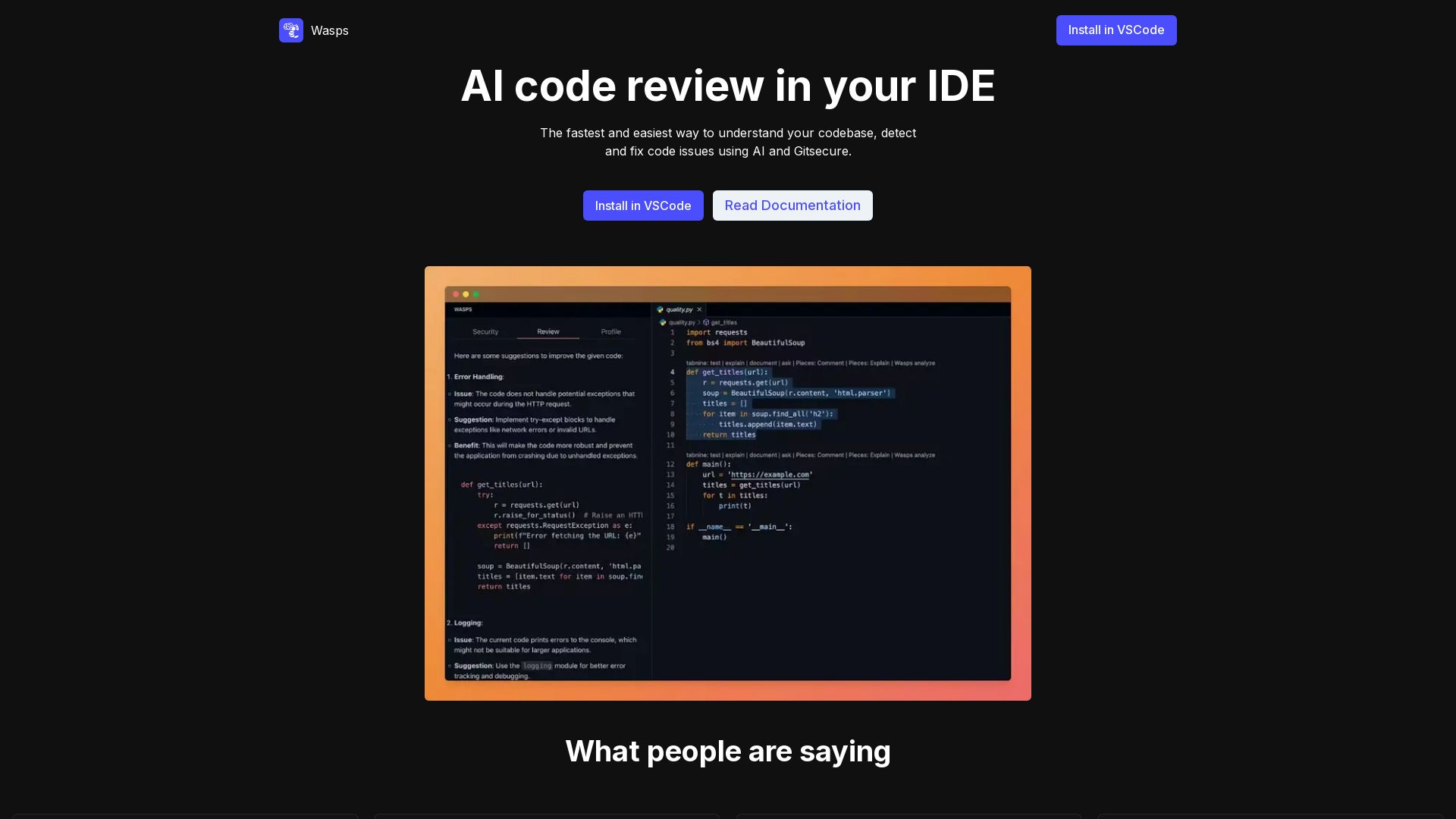 Wasps AI Code Review / Developer Tools / Best tools - GoGetGPT.com