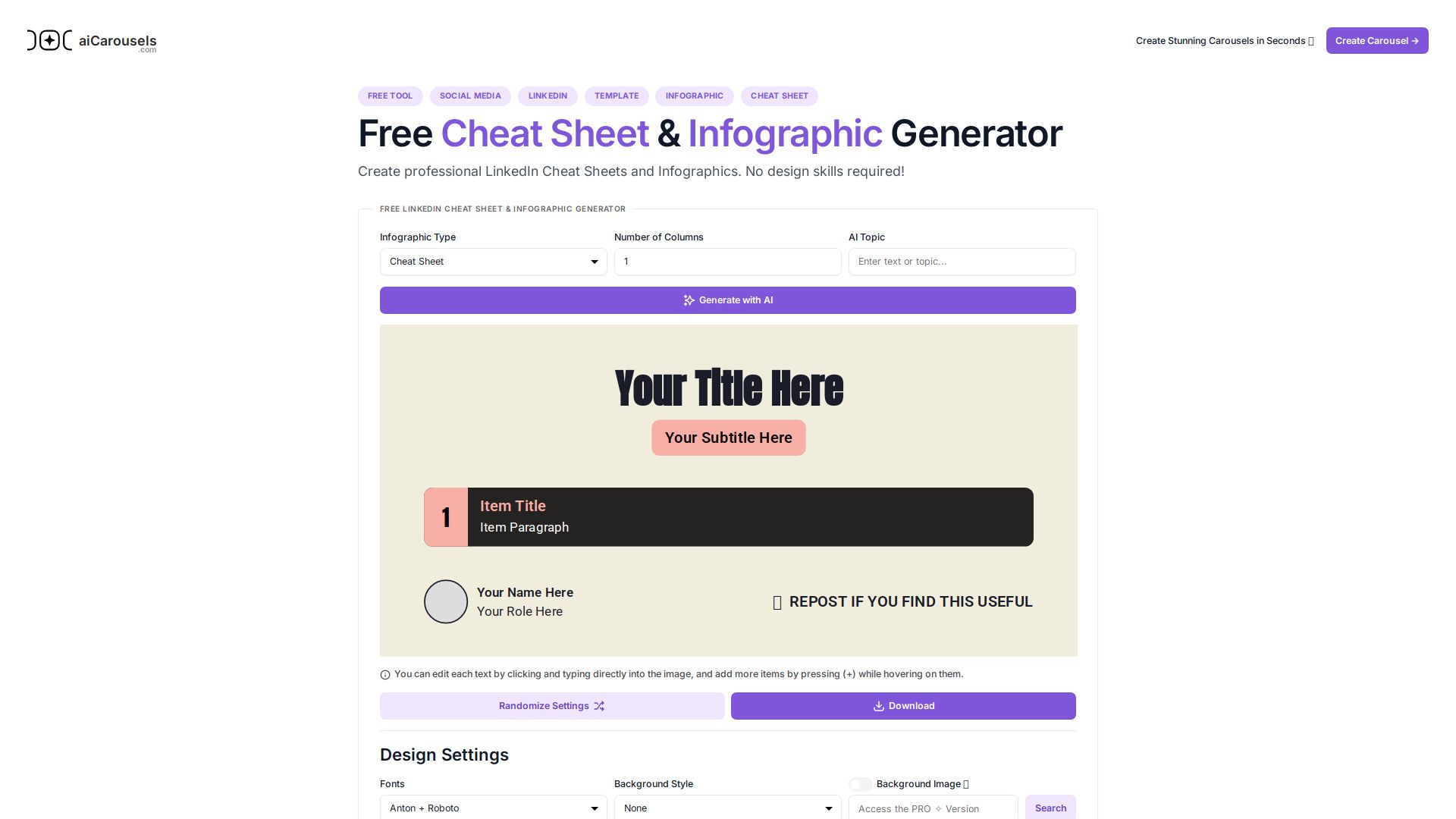 AI Cheat Sheet & Infographic Generator