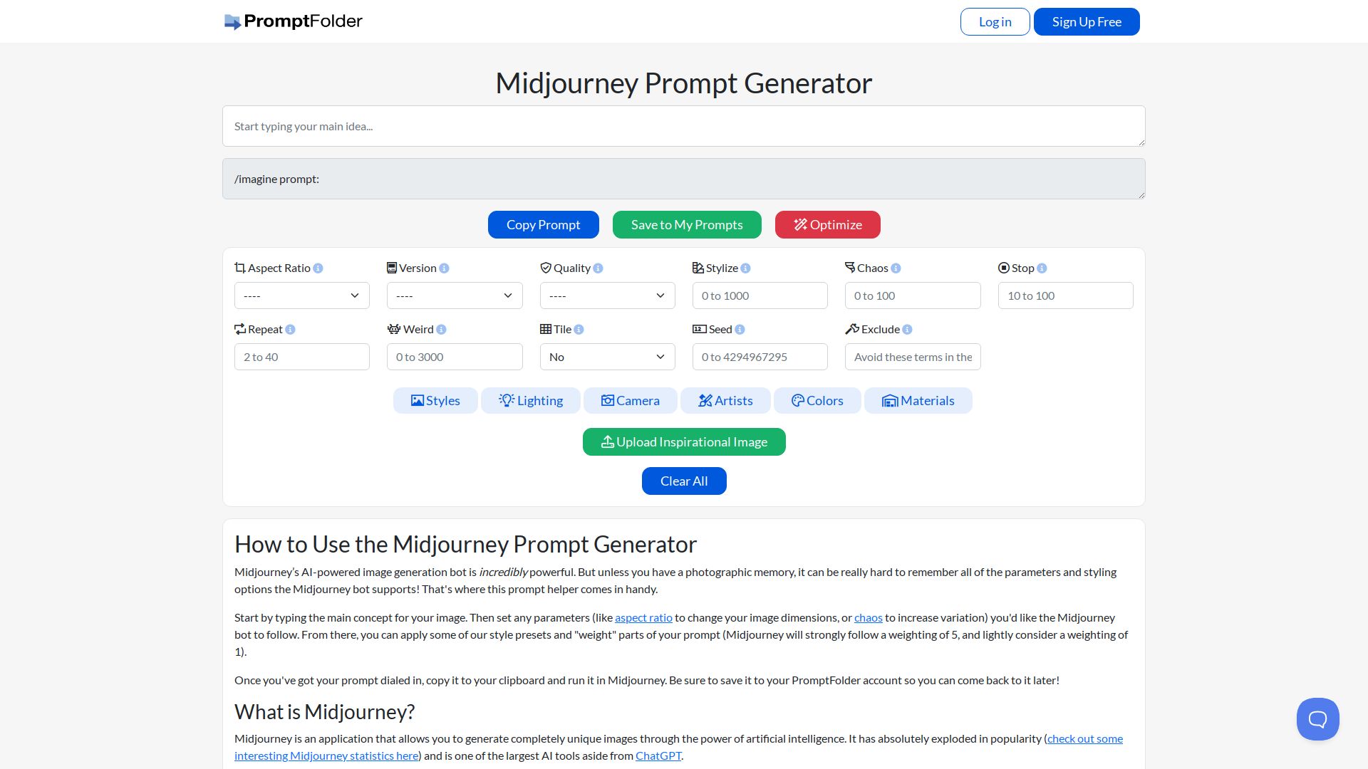 MidJourney Prompt Helper