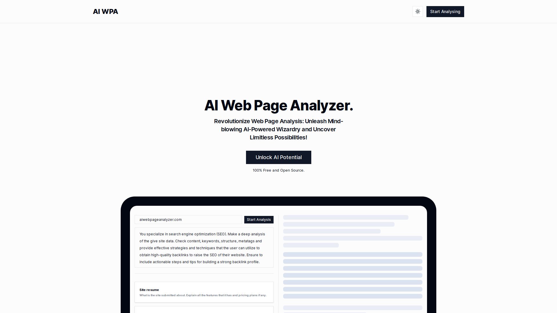AI Web Page Analyzer (AI WPA)