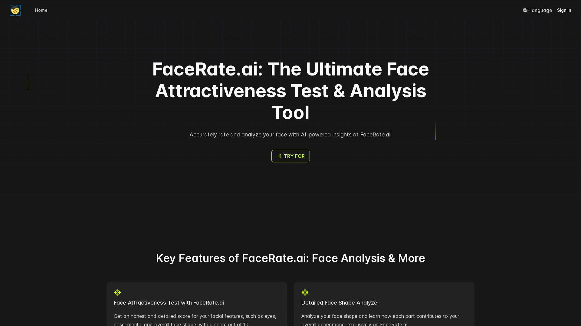 FaceRate.ai: Face Attractiveness Test and Analysis Tool