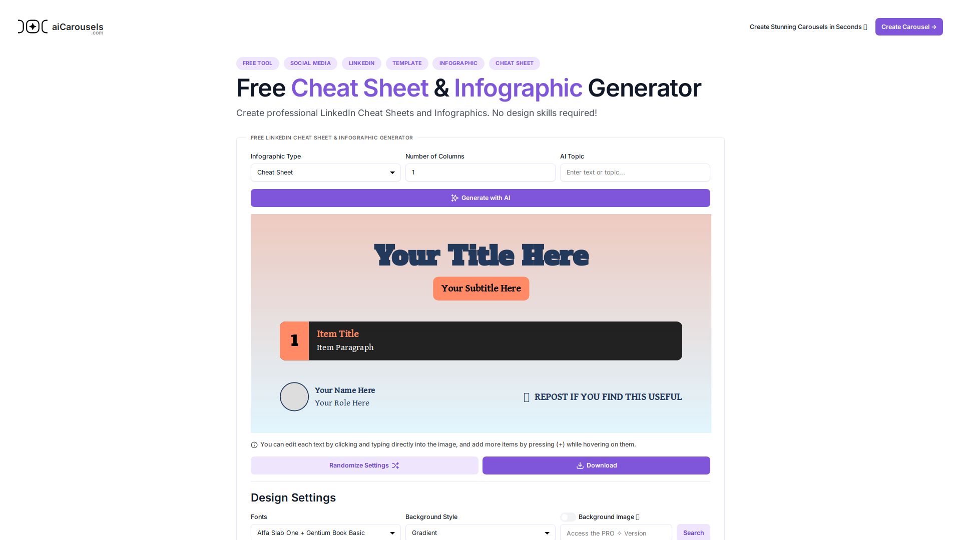 AI Cheat Sheet & Infographic Generator