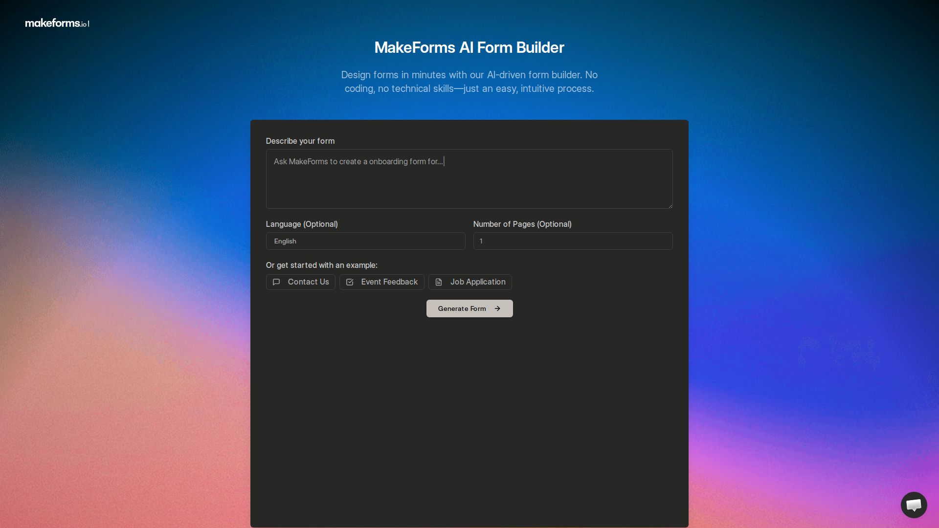 MakeForms’ AI Form Builder