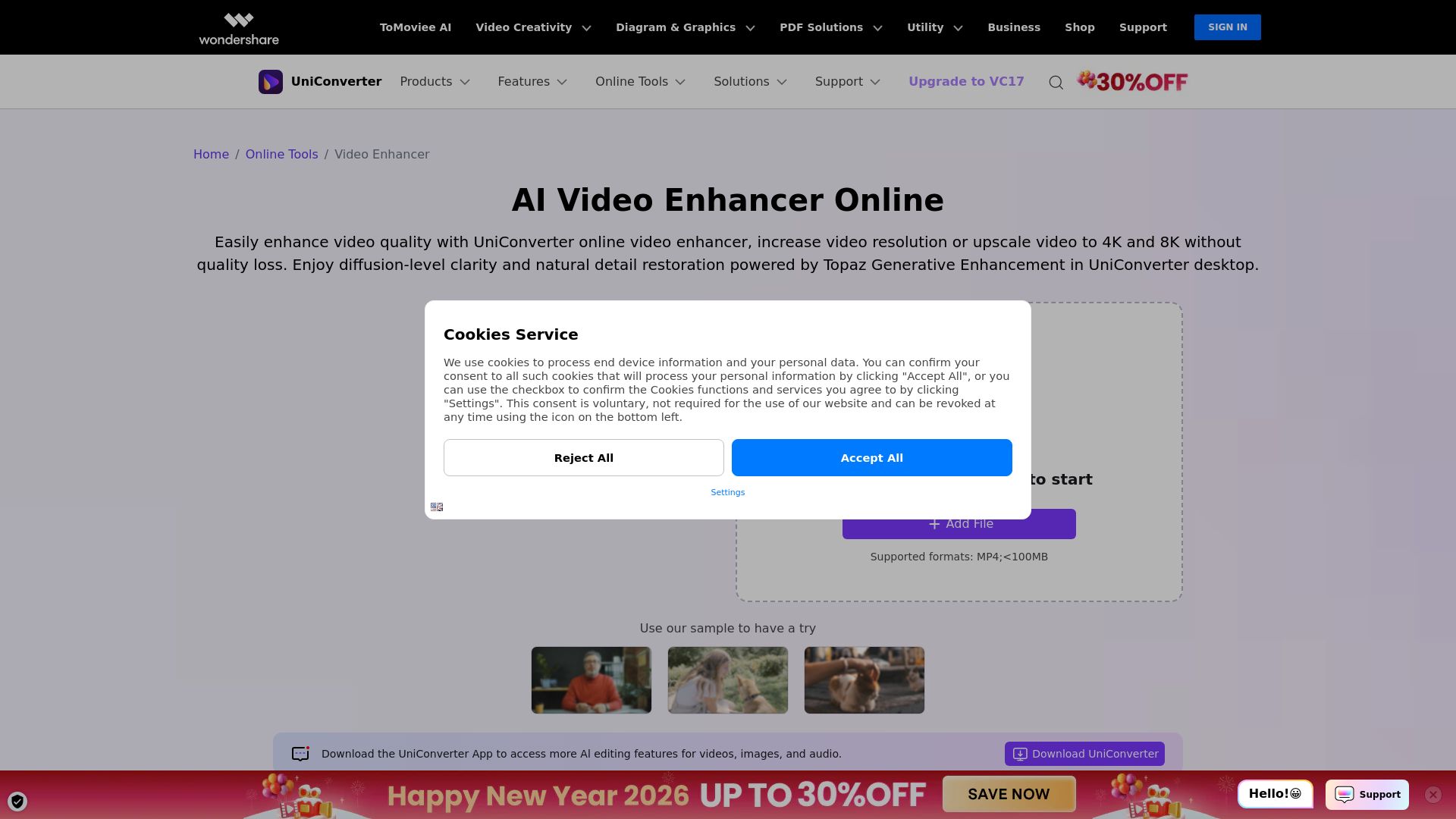Uniconverter AI Video Enhancer