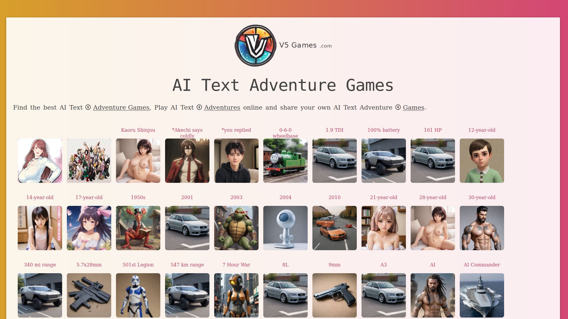 AI Text Adventures - V5 Games