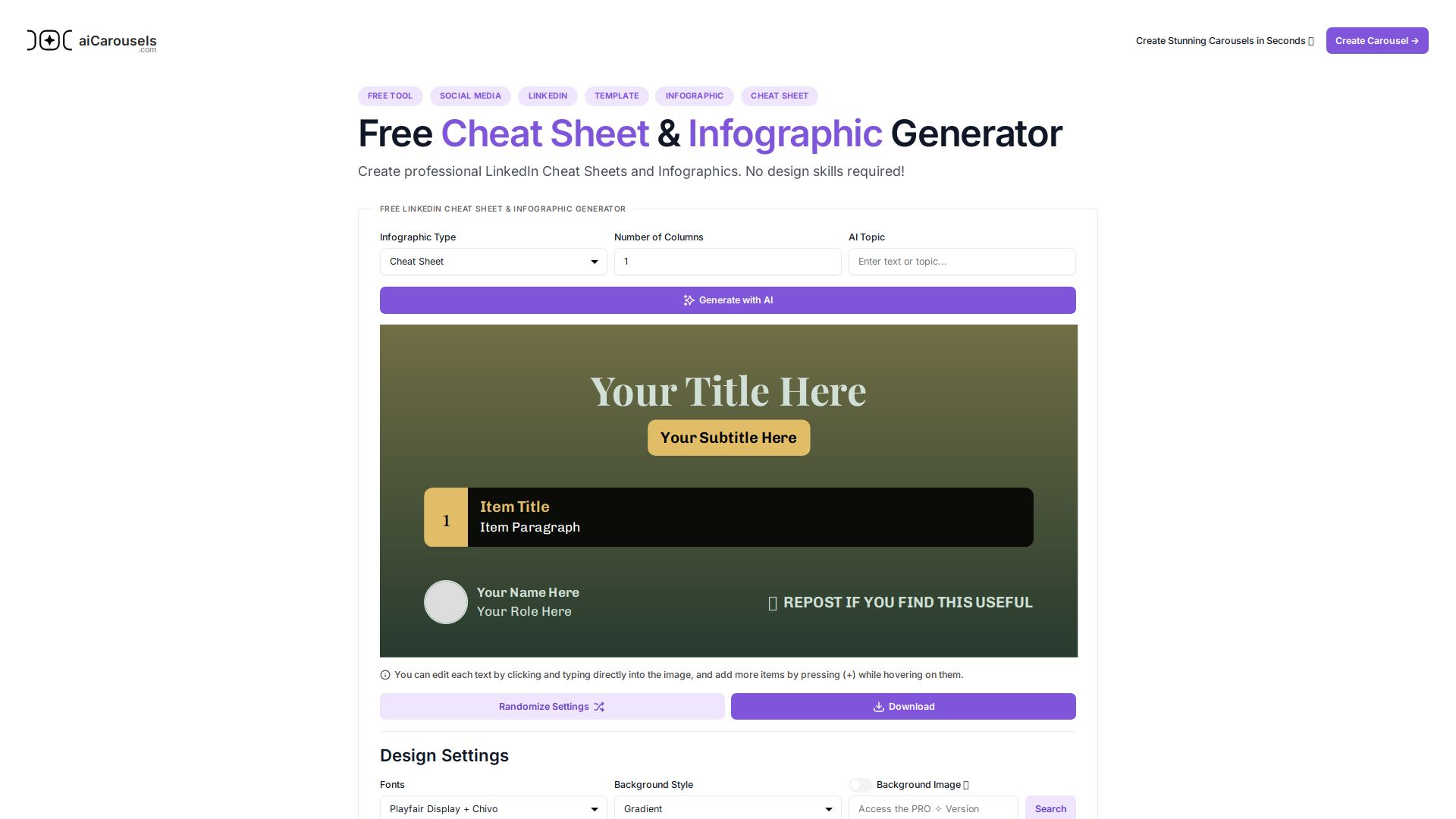 AI Cheat Sheet & Infographic Generator