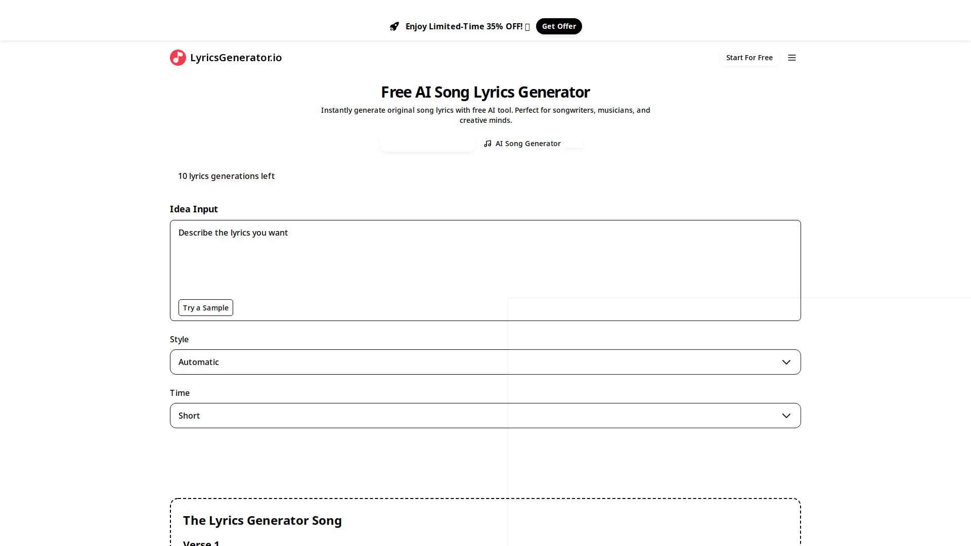 AI Lyrics Generator