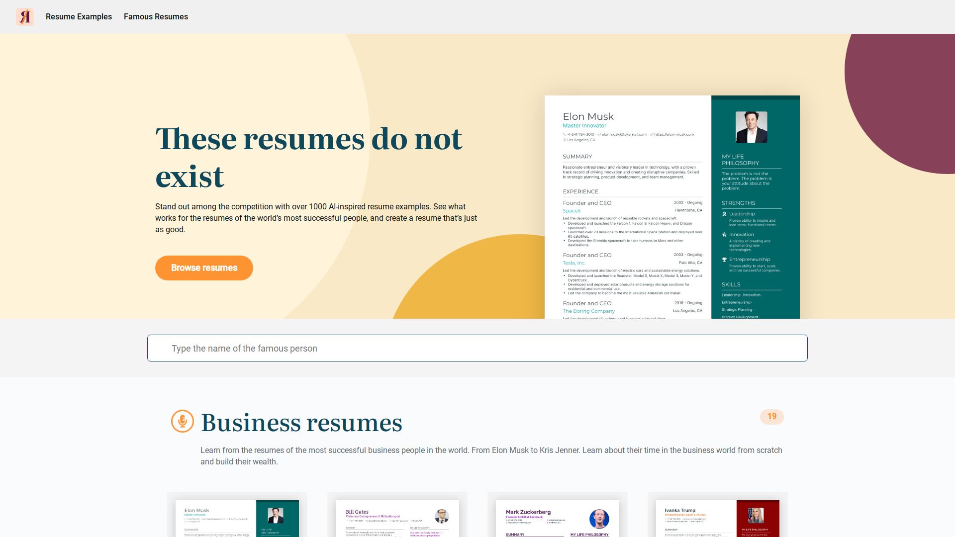 ChatGPT Famous Resumes