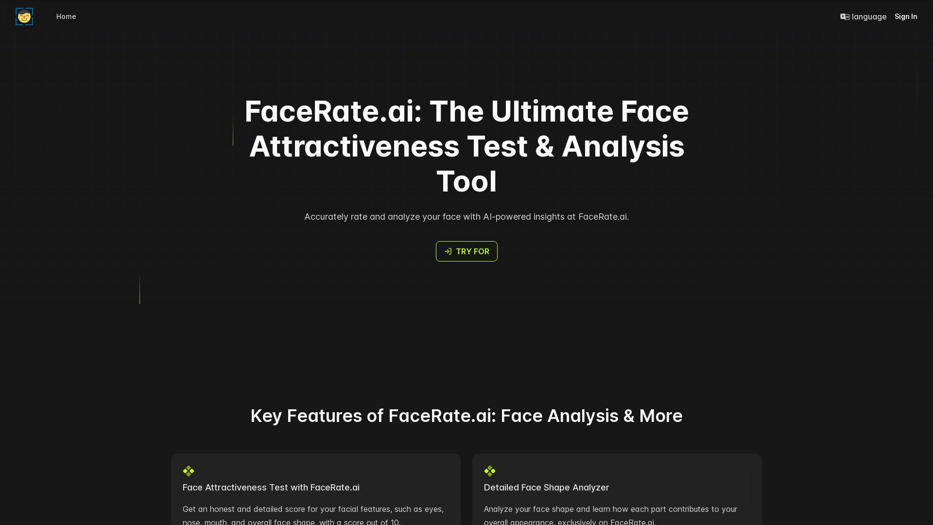 FaceRate.ai: Face Attractiveness Test and Analysis Tool