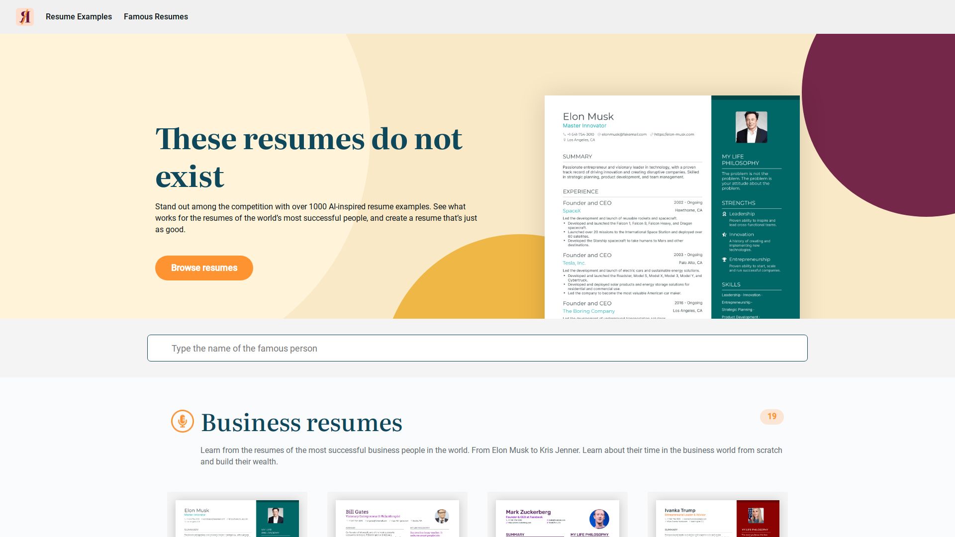 ChatGPT Famous Resumes