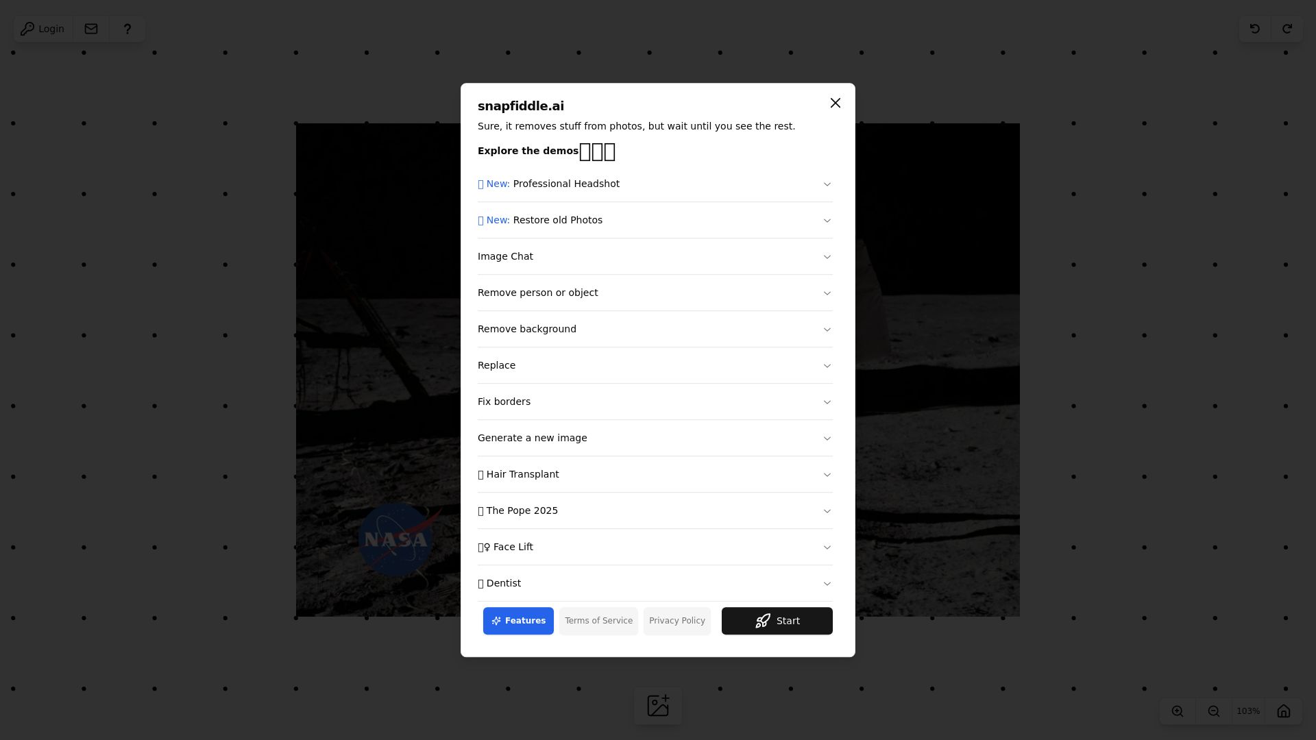 snapfiddle AI Image Editor