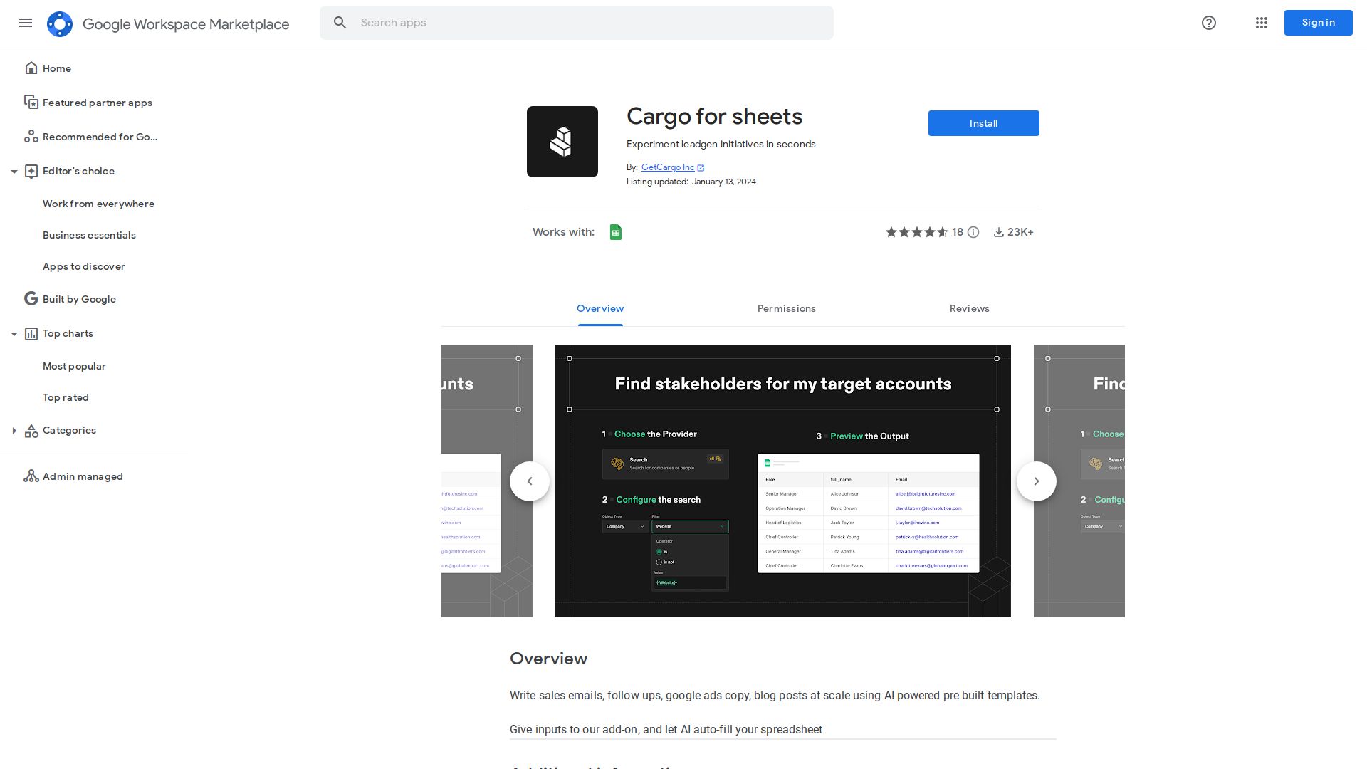 AI for Sheets by Cargo