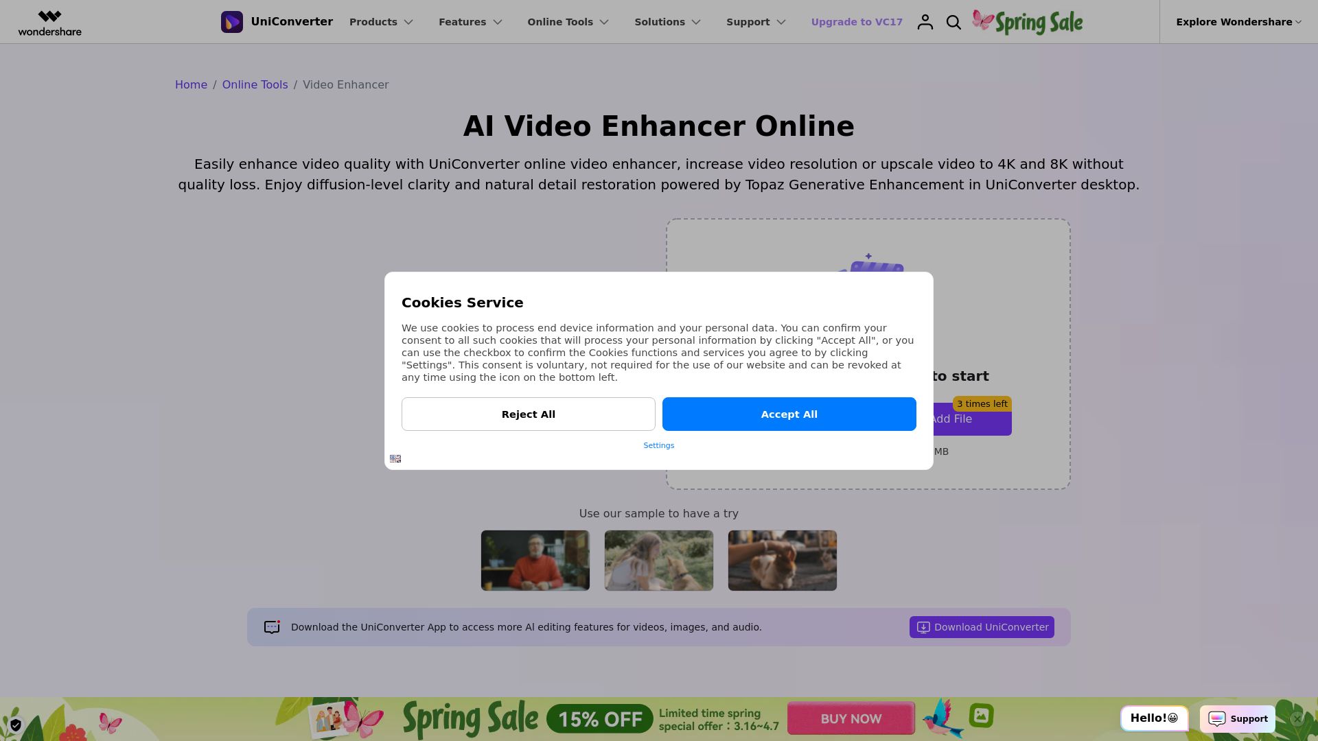 Uniconverter AI Video Enhancer