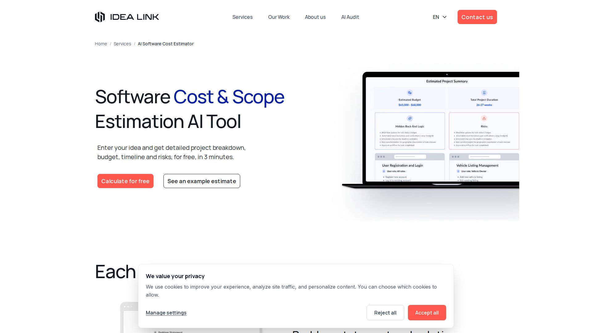 Idea Link’s AI-Powered Software Cost Estimator