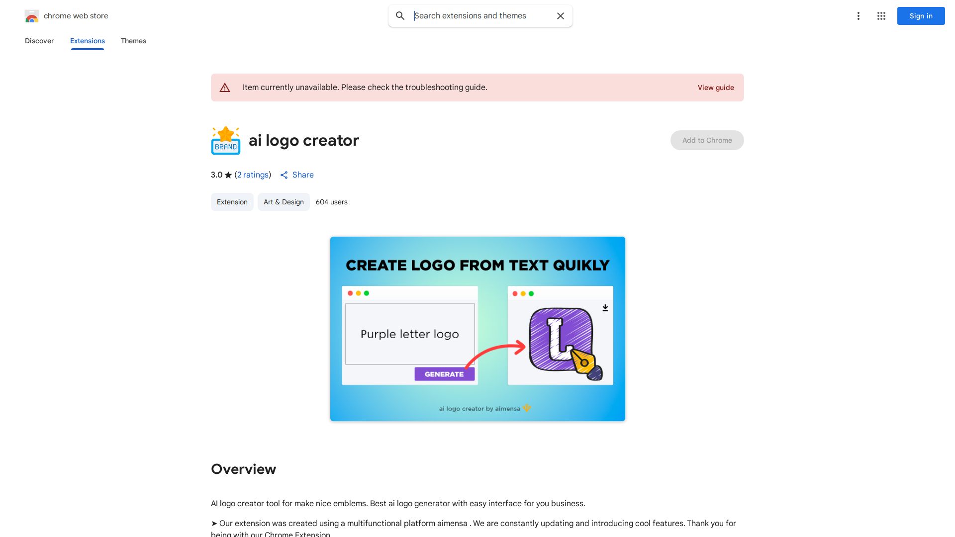 Aimensa Logo Maker AI Chrome Extension