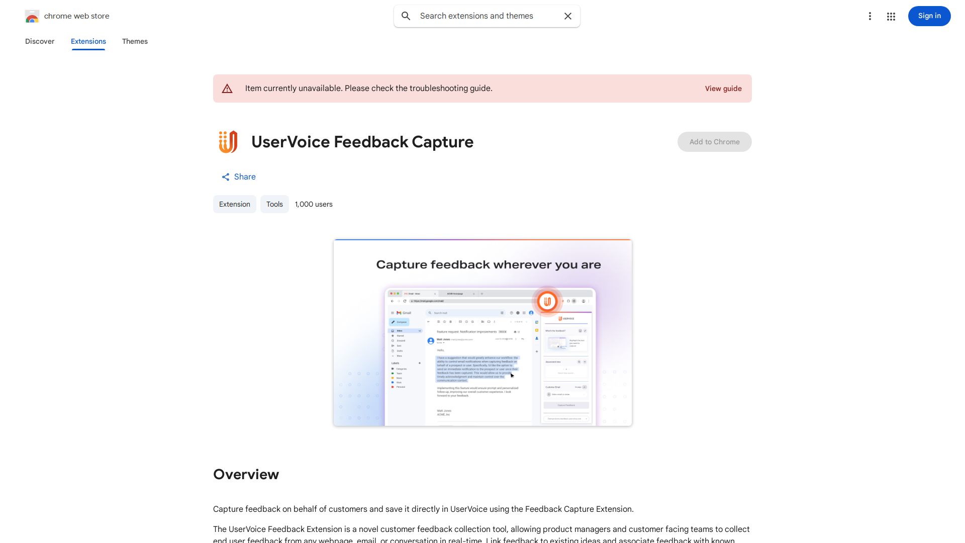 UserVoice Feedback Extension