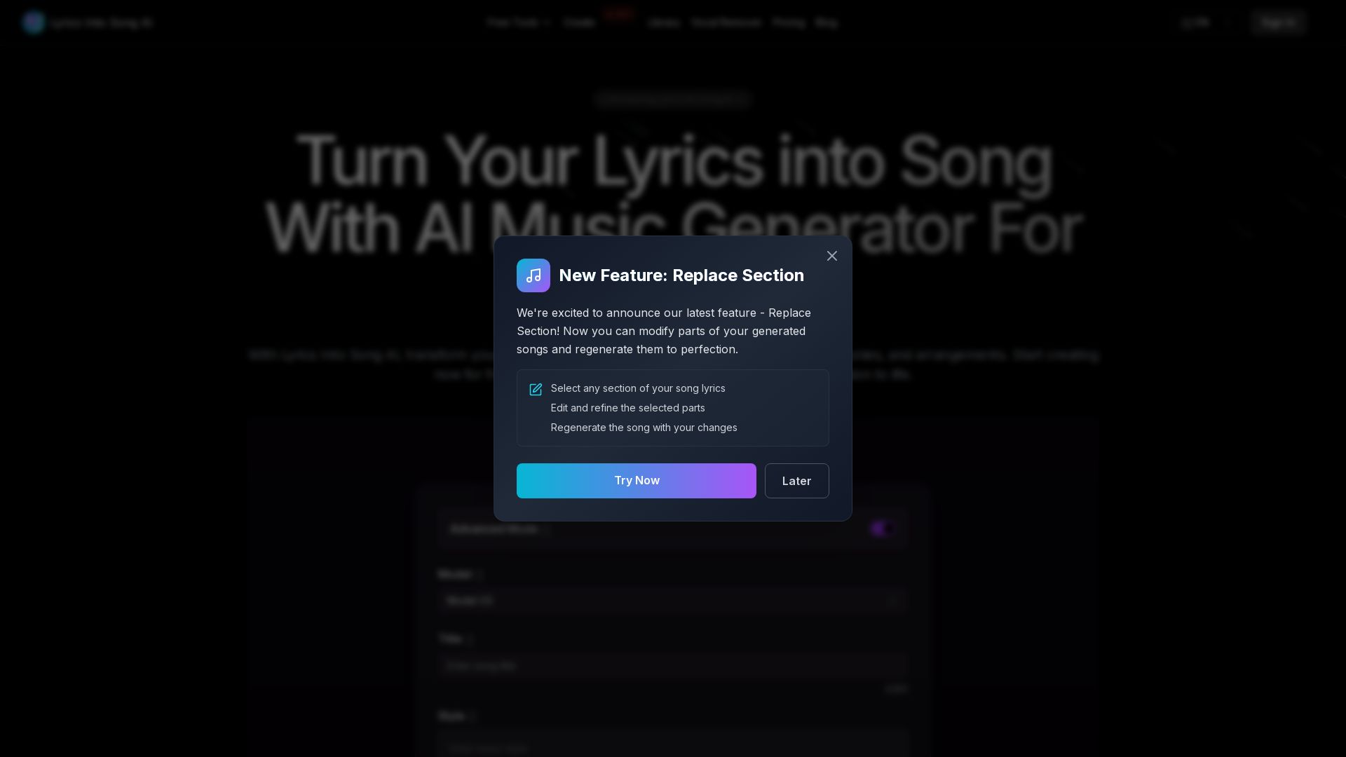 Lyrics Into Song AI