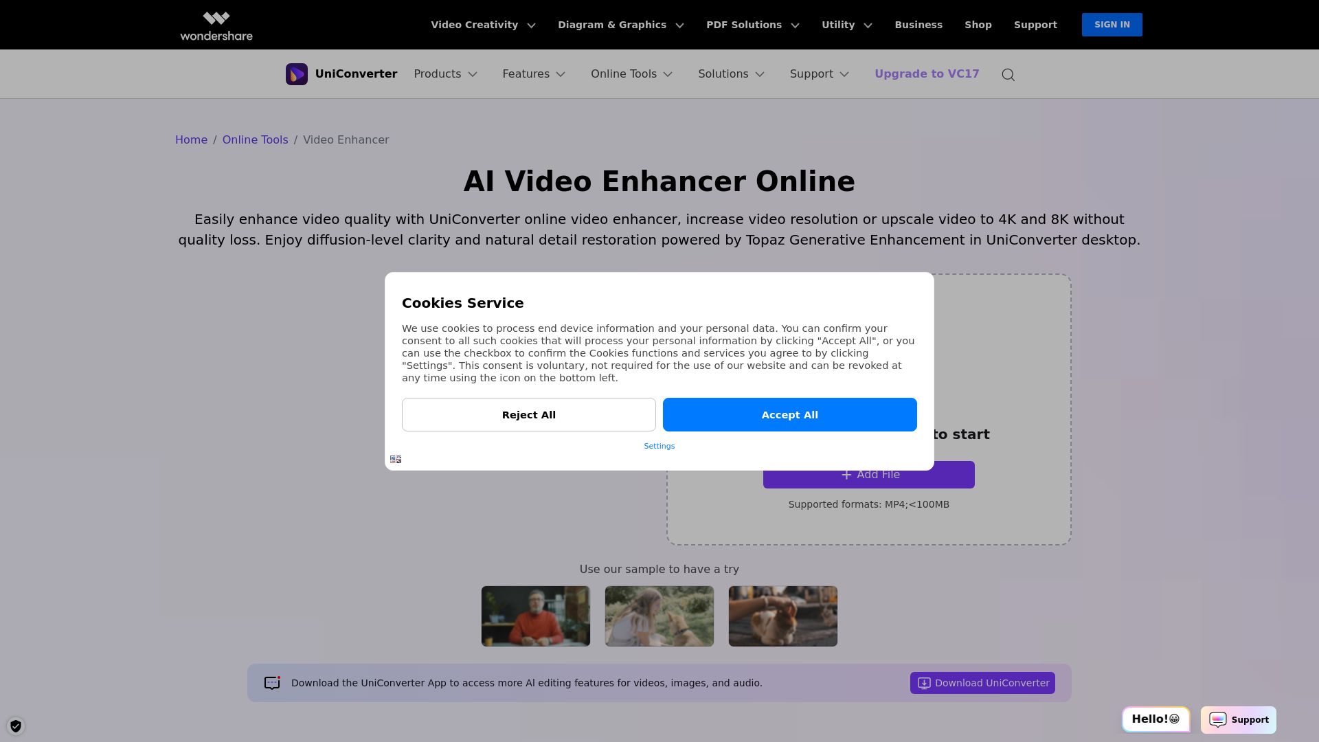 Uniconverter AI Video Enhancer