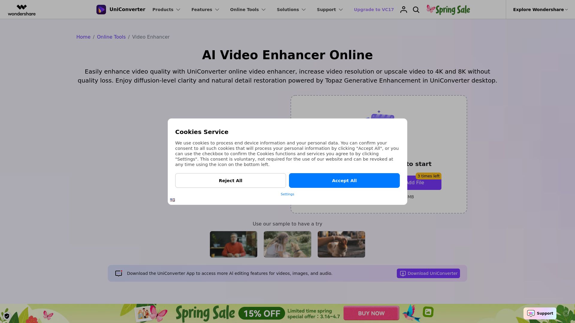 Uniconverter AI Video Enhancer