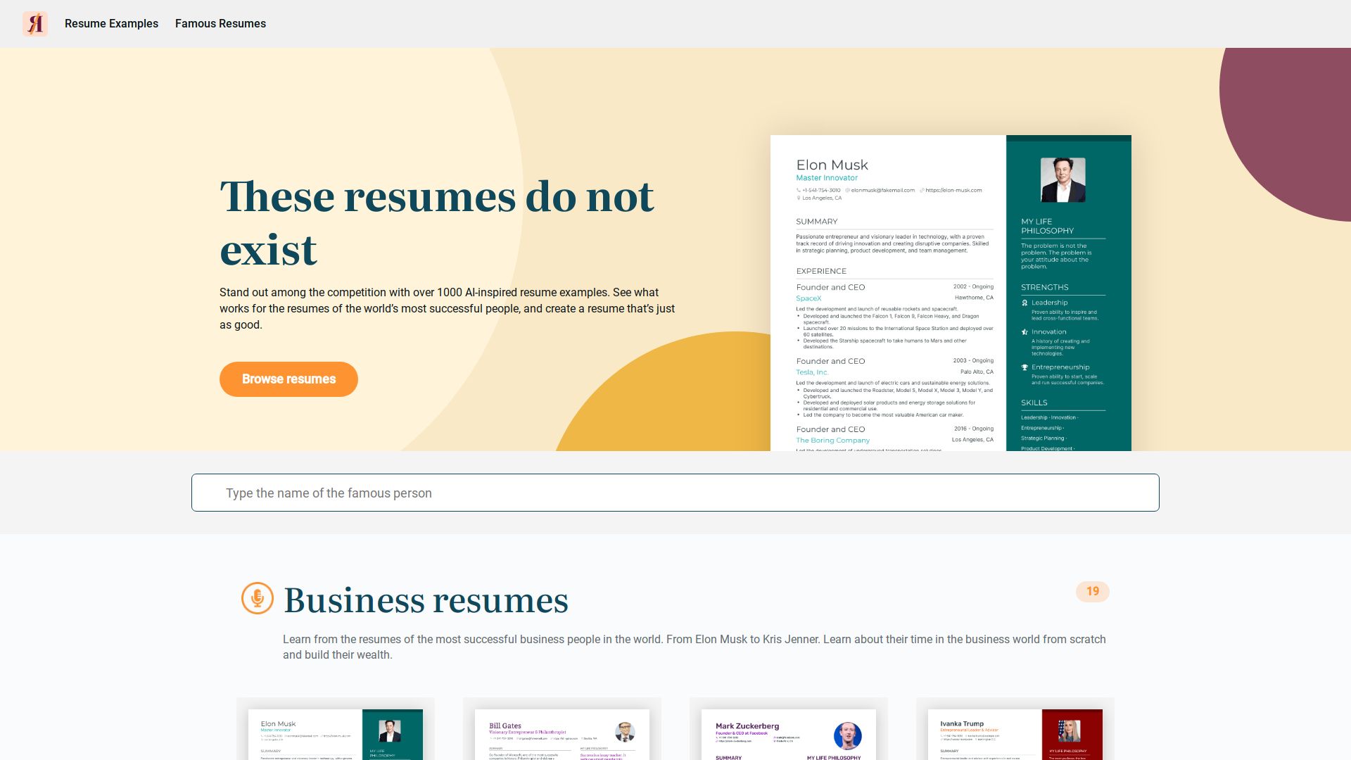 ChatGPT Famous Resumes