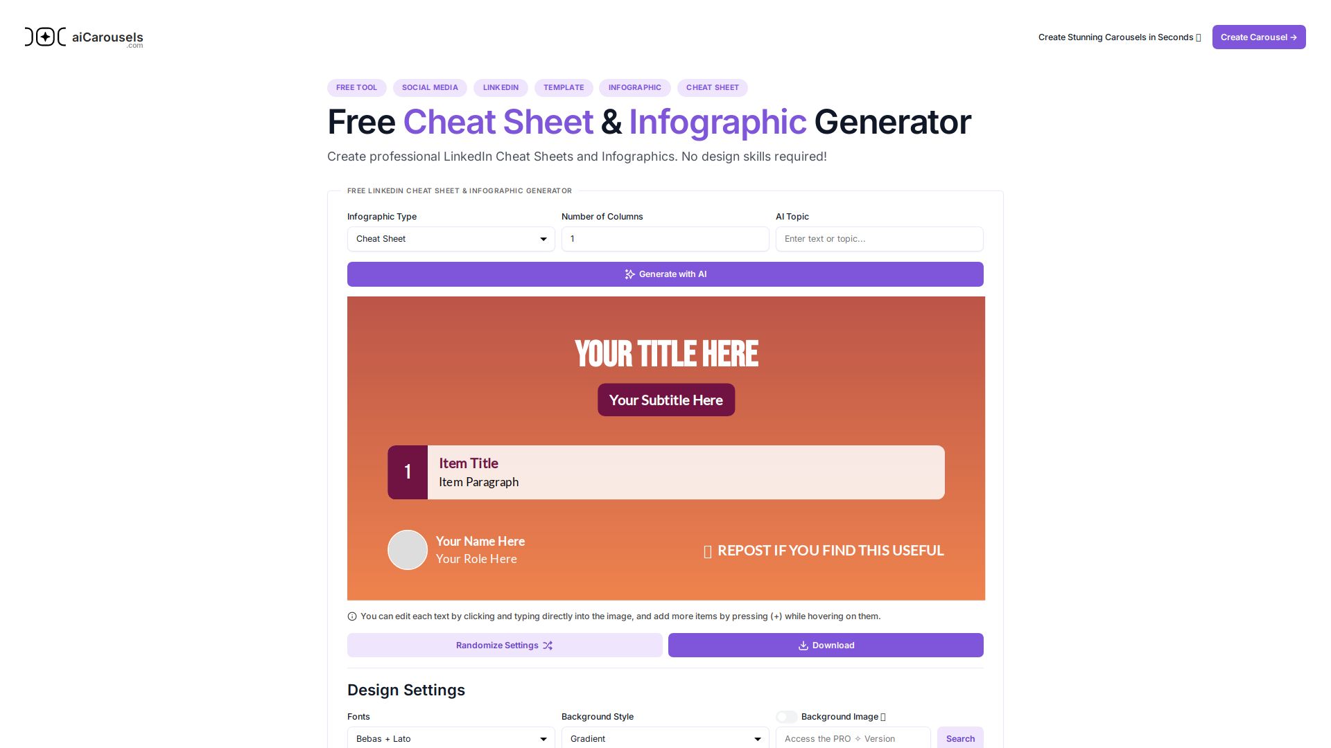 AI Cheat Sheet & Infographic Generator
