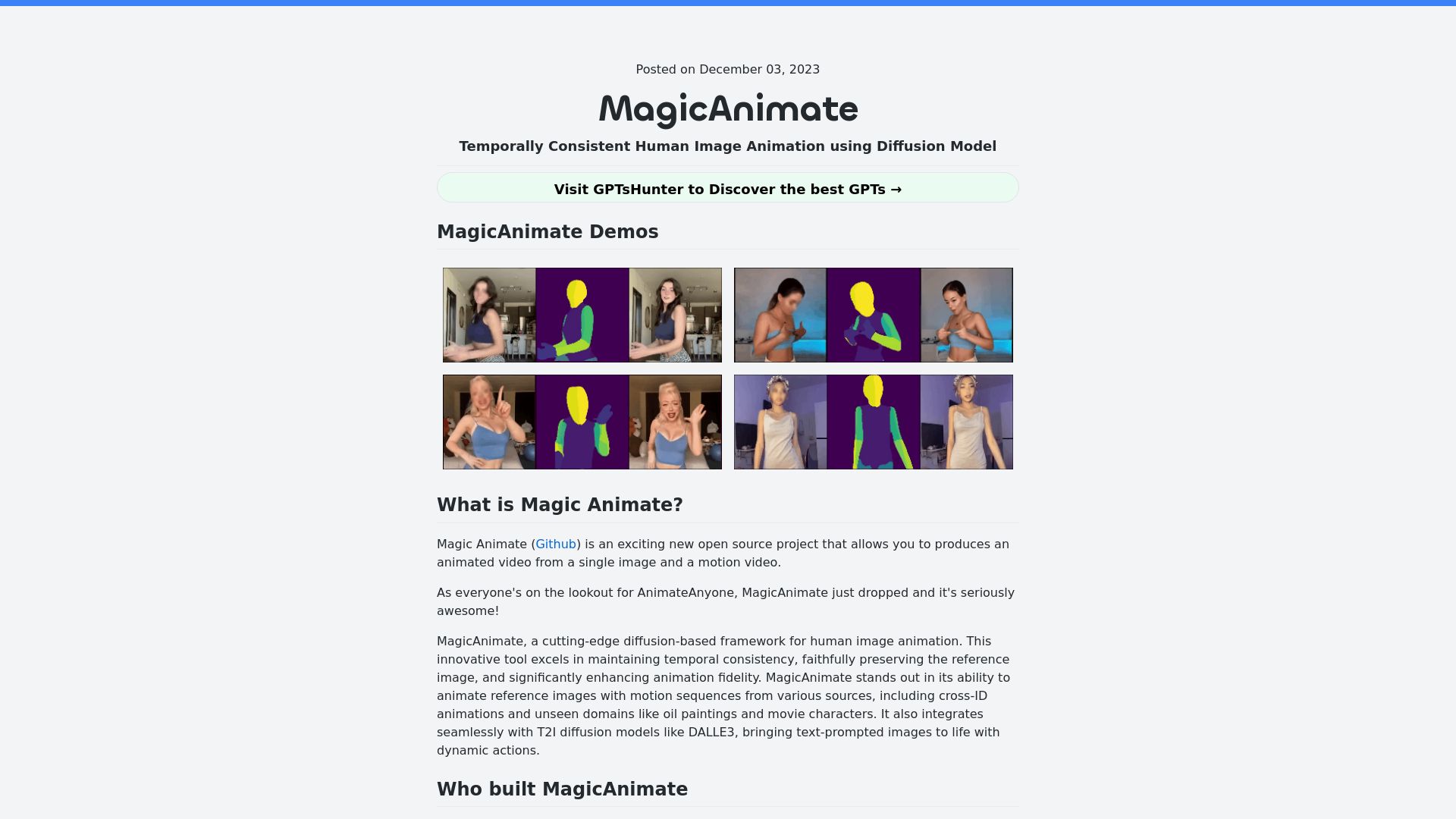 MagicAnimate Playground